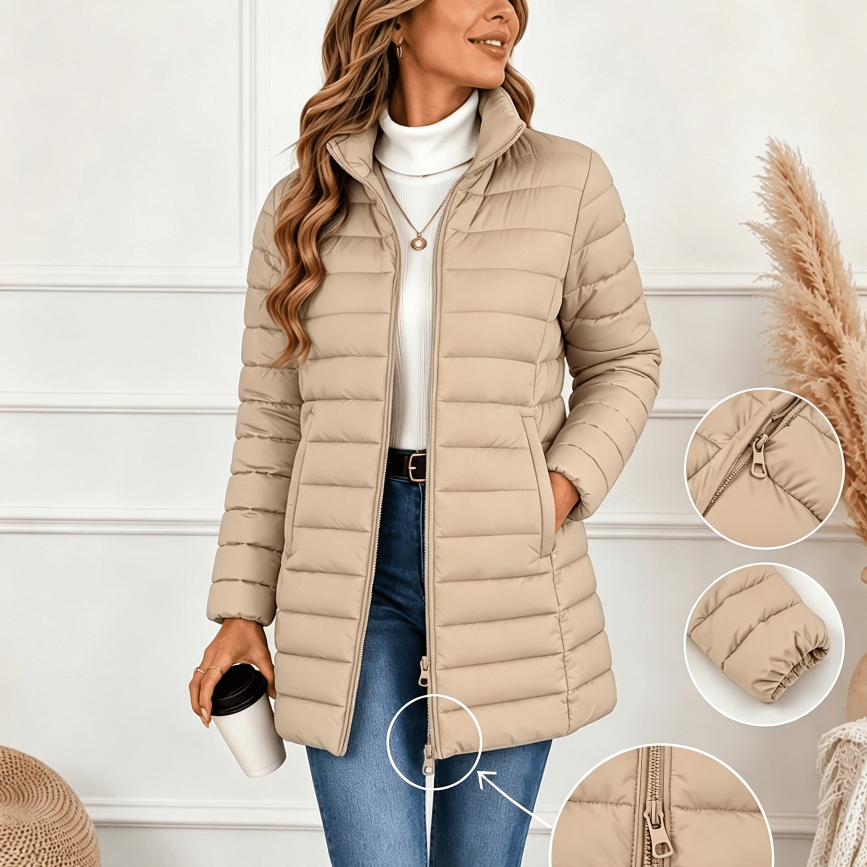 TEMU Women's Long Sleeve Autumn Lightweight Double-zip Jacket - Women's Long Coat - Stand Collar Warm Coat - 2026 New Style Jacket - Fall Winter