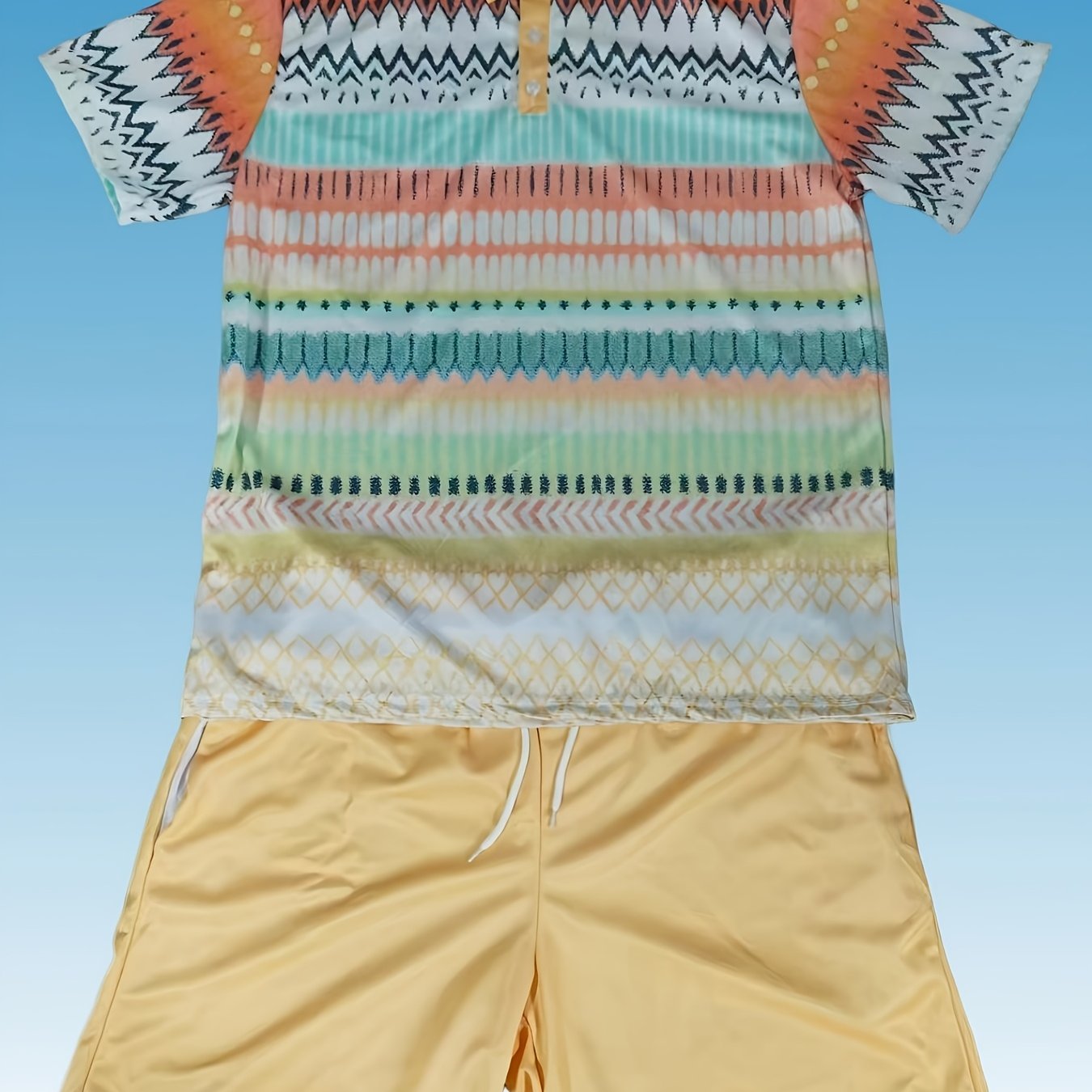 TEMU Casual Sporty Men's Short-sleeve Shirt And Shorts Set For Daily Outdoor And Commuting Wear