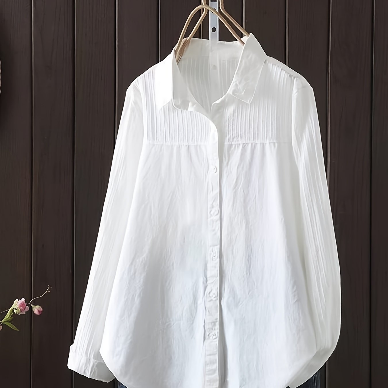 TEMU Women's Loose-fit Versatile Elegant Temperament Shirt, /autumn Long Sleeve Layering Formal Professional Commuting Blouse