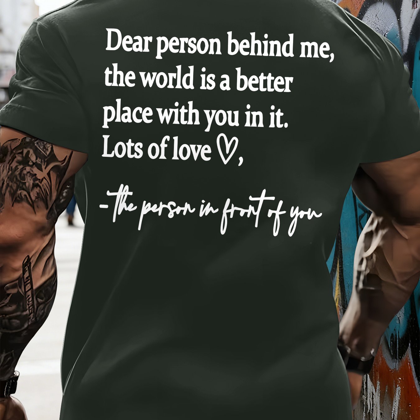 TEMU Men's Summer Fashion Round Neck Top, You Are Behind Me, The World Is Better Of You, Regular Fit Streetwear Top T-shirt, Casual Comfortable