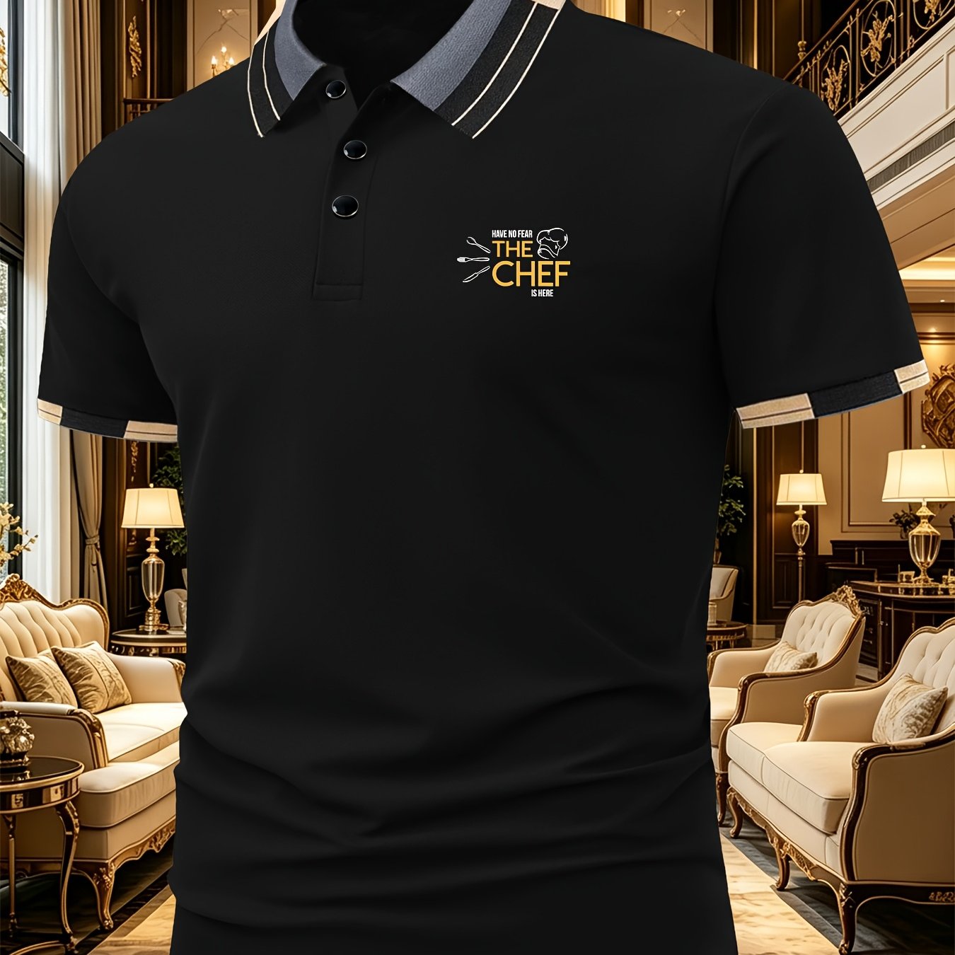TEMU Men's Summer Short Sleeve Shirt - Breathable Button-front Collar & Cuff Stripes, Collar Suitable For Business Casual & -casual Wear, Machine