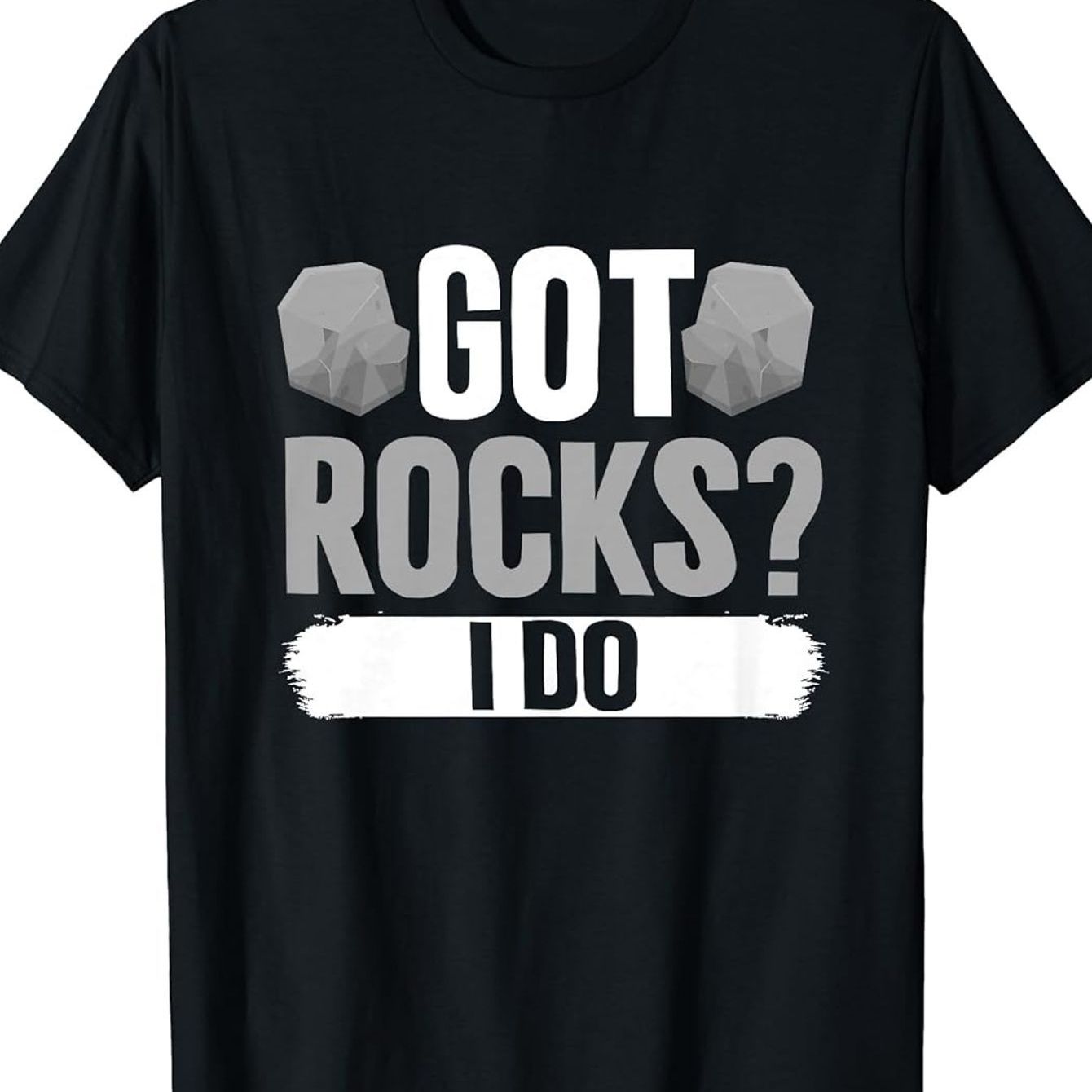 TEMU T-Shirt Homme Drôle "Got Rocks I Do" - 100% Coupe Détendue Col Montant Manches Courtes avec Design & Géologie, Tenue Décontractée pour aux