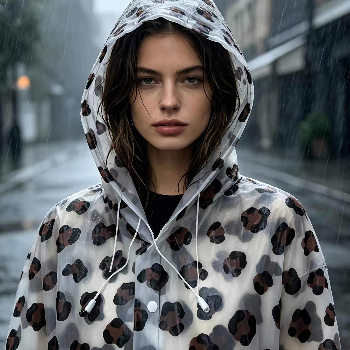 TEMU Pure 133g Fabric, Leopard Print Raincoat For Men And Women, Unisex Eva Raincoat, Couple's Style. Suitable For Outdoor Cycling, Music Festivals,