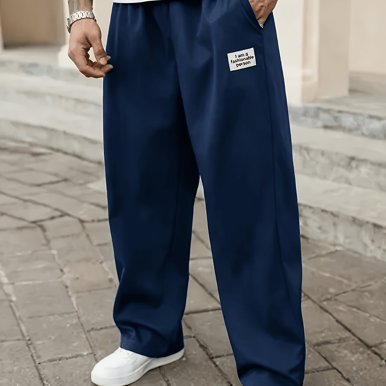 TEMU Pantaloni da taglie forti a larga - Pantaloni della tuta morbidi con vita e vestibilit� con stampa di lettere, pantaloni jogger a non affusolata