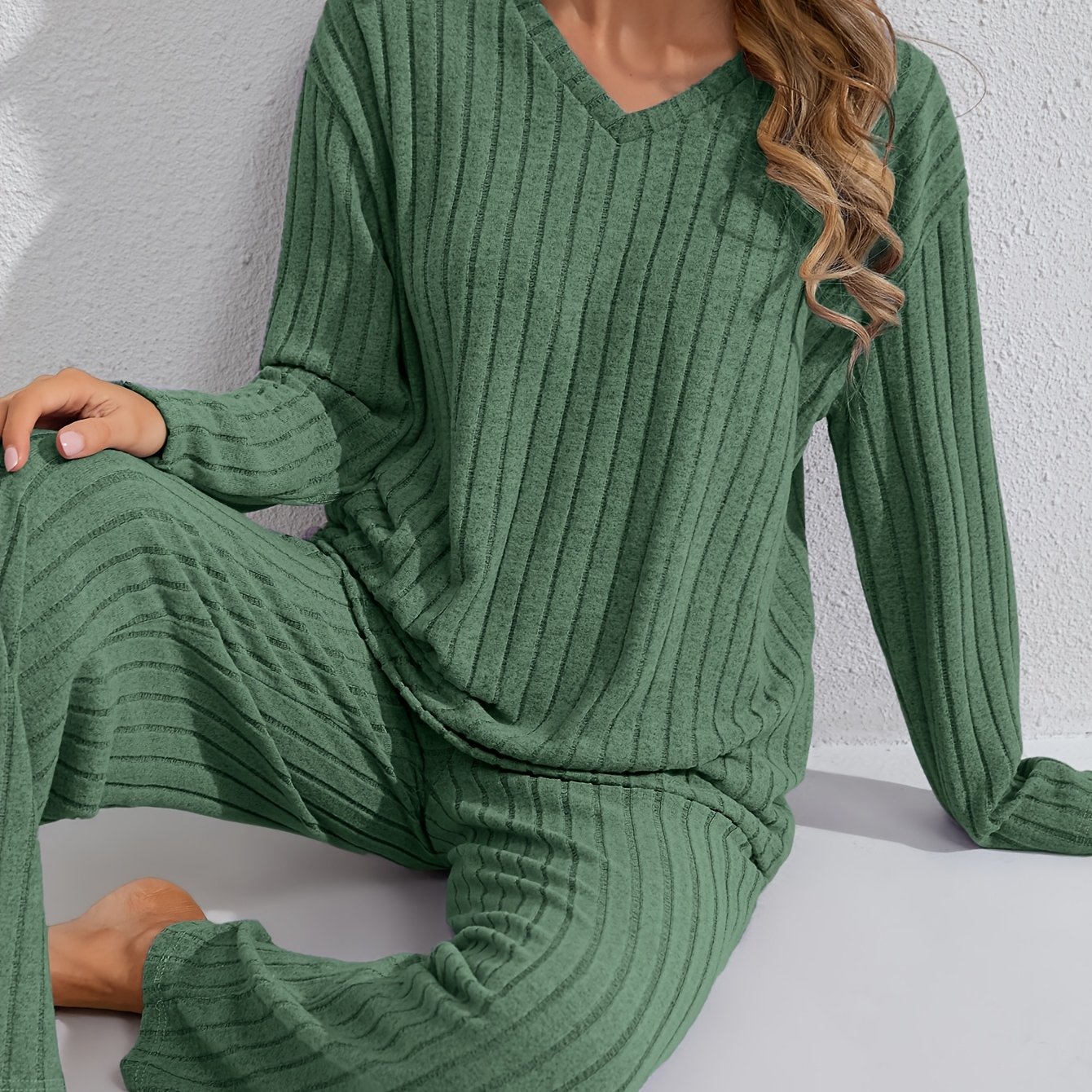 Simple Long Sleeve And Pants Solid Color Comfortable Fashion Women's Loungewear Set