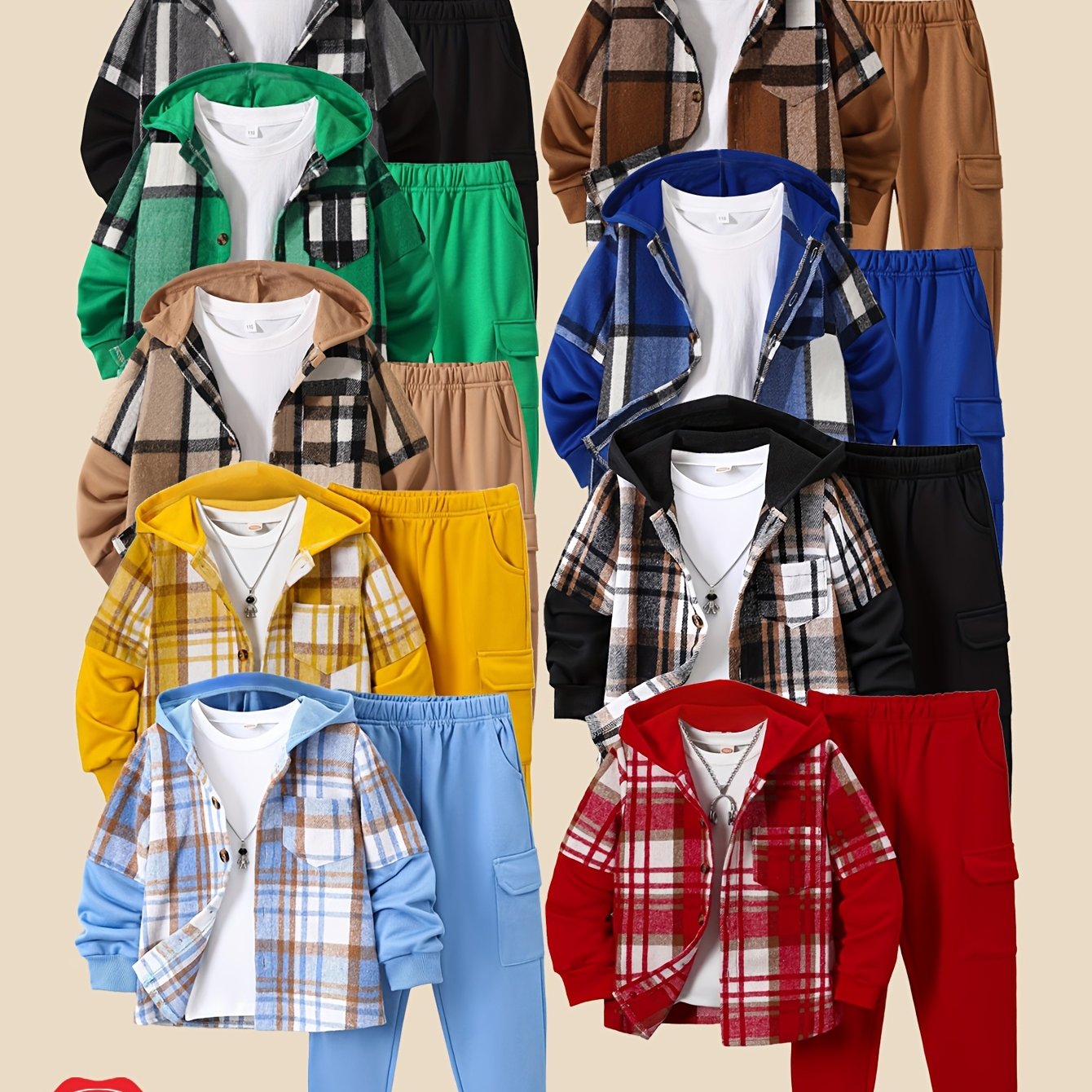 TEMU 4pcs Fashionable Boys' Tops And Pants Set New For Boys Aged 3-14 Outdoor Sports Set 2 Sets Mind, Please Do Not Purchase., Perfect For Outdoor