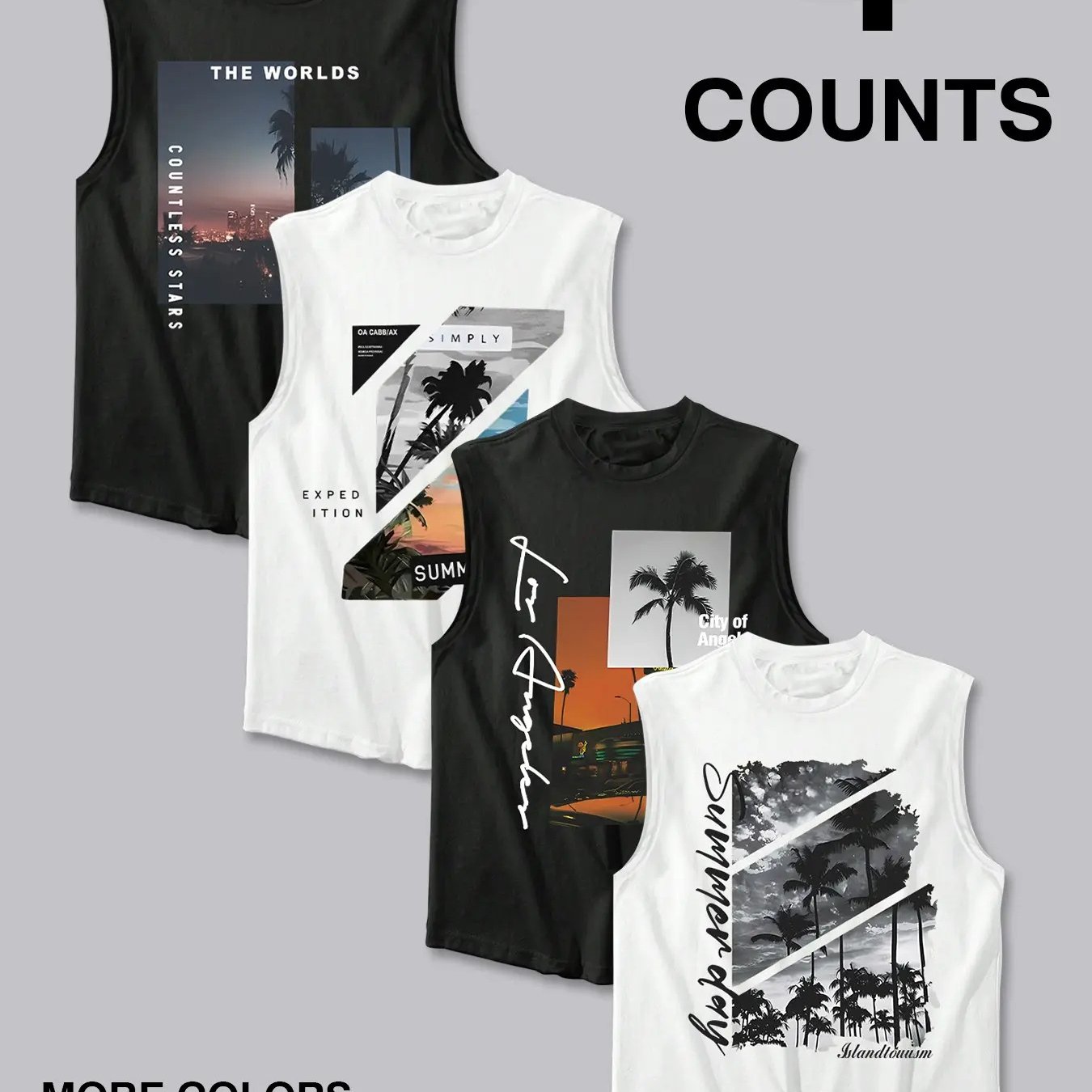 Image of [4pcs] Men's Baseball Tree And Skull Print Sleeveless Tank Top, Summer Breathable Men's Sports Vest, Loose Casual Quick-dry Training Sleeveless Shirt For Men, Optional Style Men's Sleeveless Top