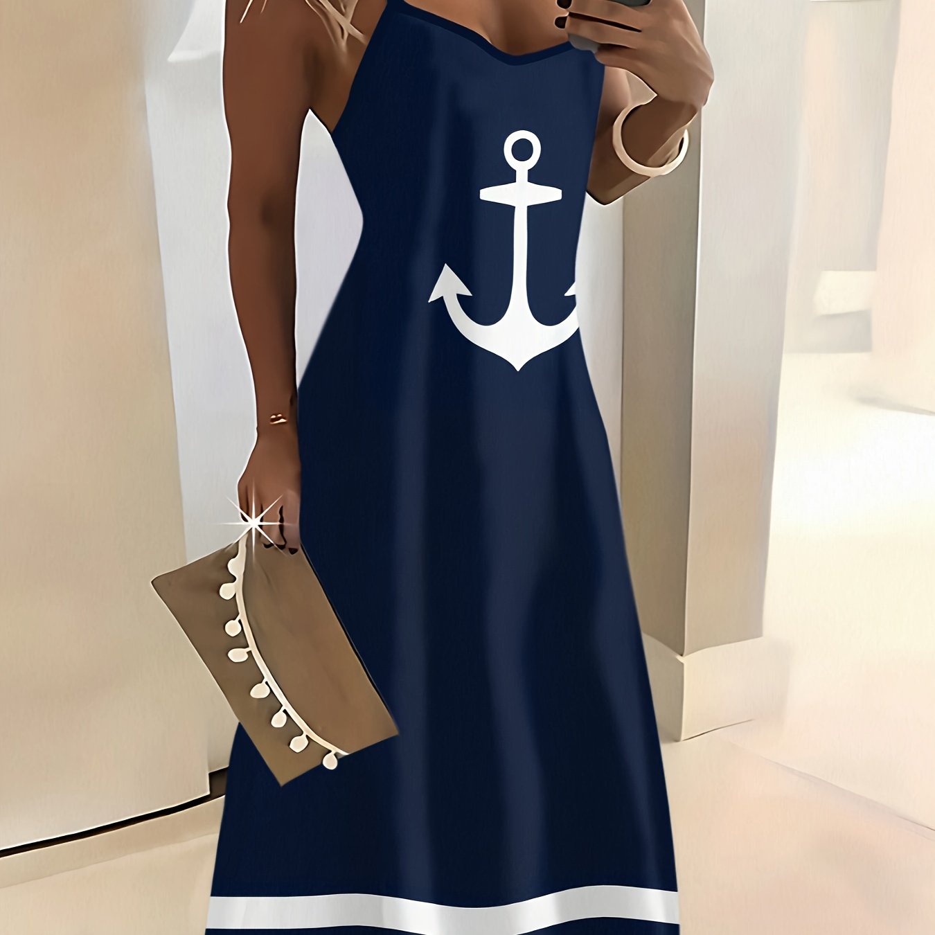 Qc Hook Pattern Print Design Camisole Dress