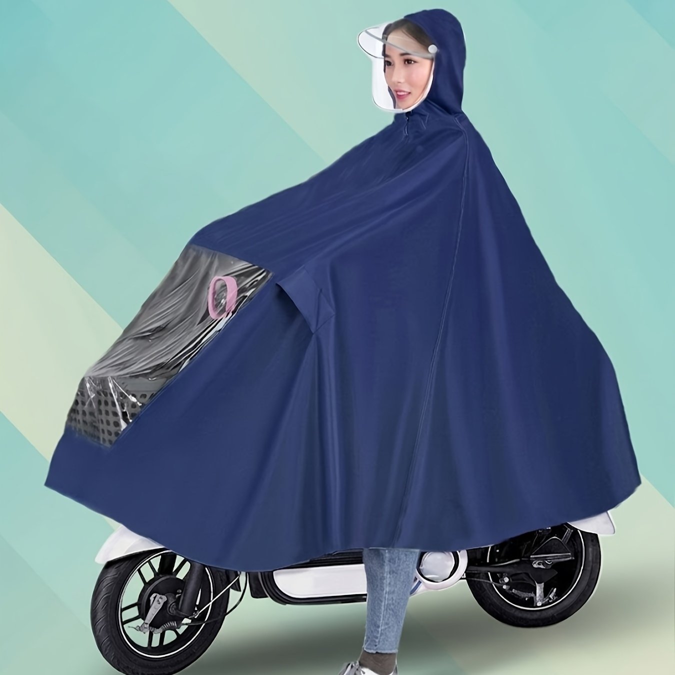 TEMU 【商品名】レインコート バイク用 ロング丈 ス 全身保護 レインポンチョ 通勤 雨対策