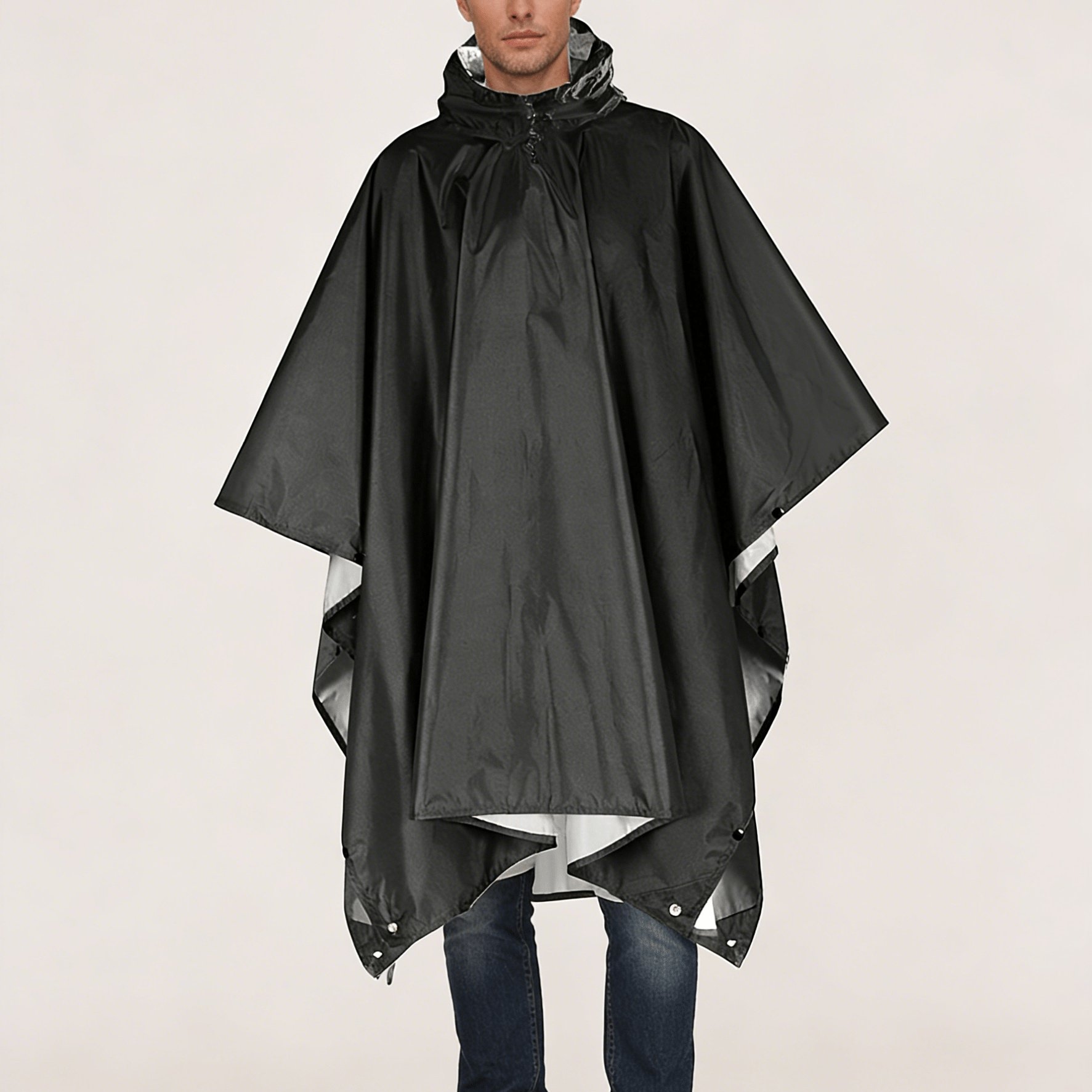 TEMU 1pc Raincoat, Men's Cape, Lightweight, Portable, 3-in-1 Multifunctional Hooded Rain Poncho, High Quality, Used As A Raincoat, Tent, Groundsheet,
