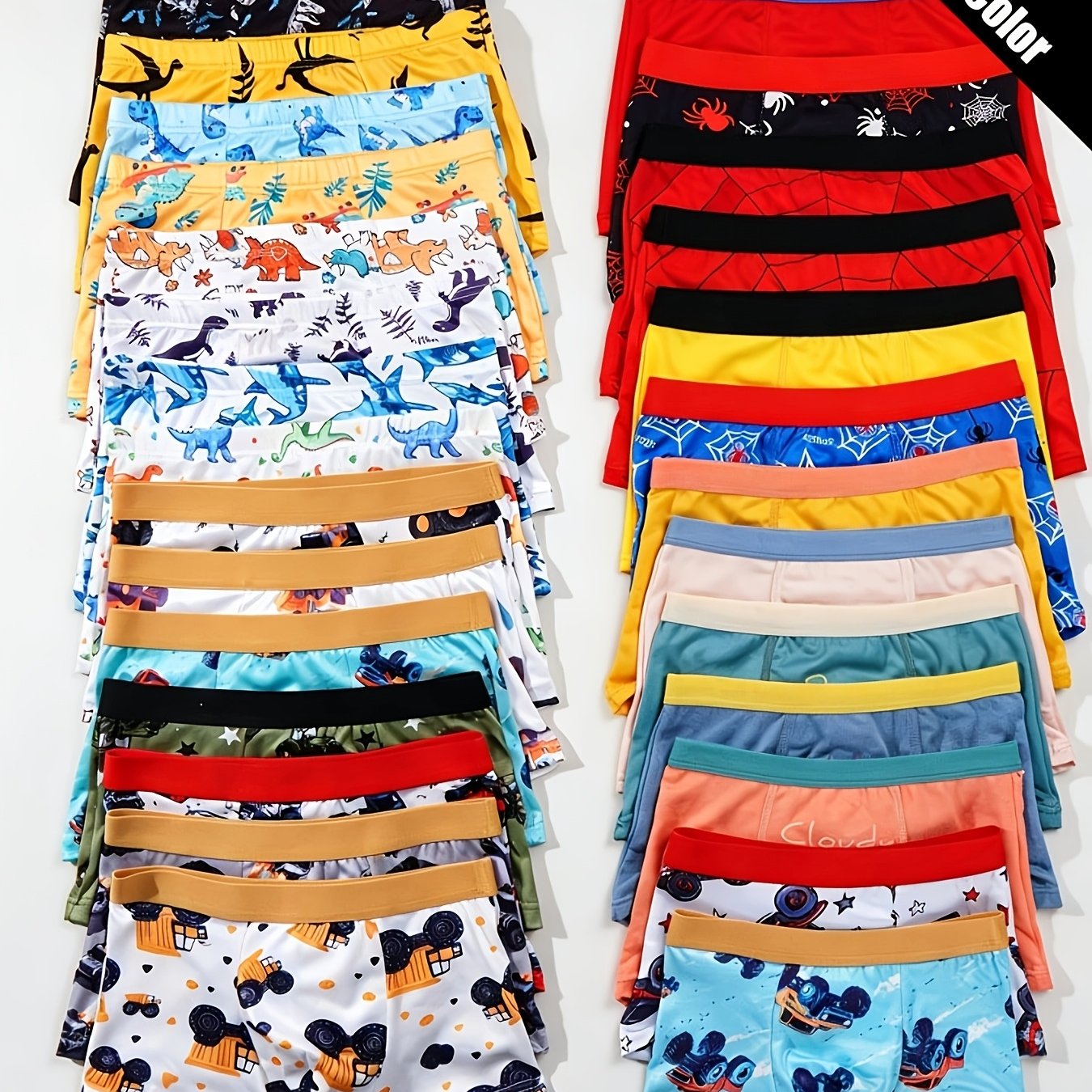 TEMU Random 10pcs Pc Boys' Cartoon Dinosaur And Car Print Soft Comfortable Lightweight Street Style Underwear, Youth Boys' Underwear
