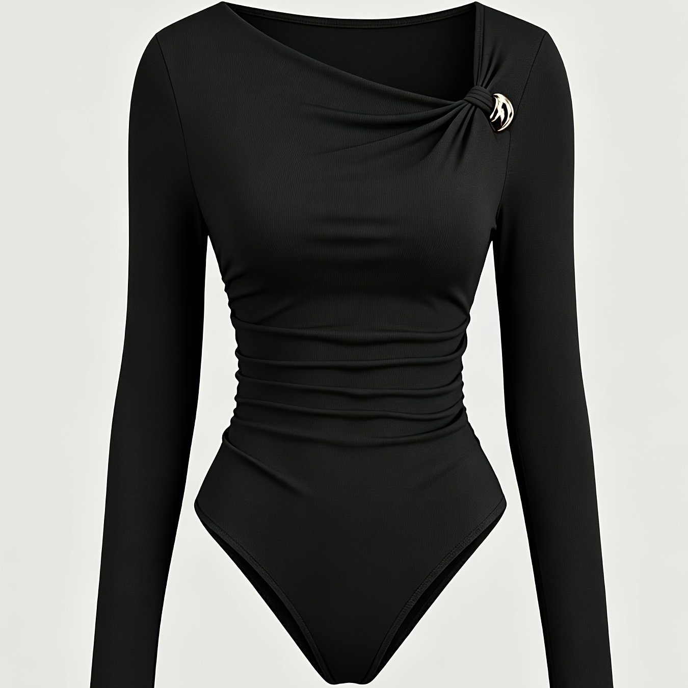 TEMU Body col ras du cou pour femme de style américain rétro - Manches longues pour /hiver - Convient à toutes les morphologies | Body lavable en