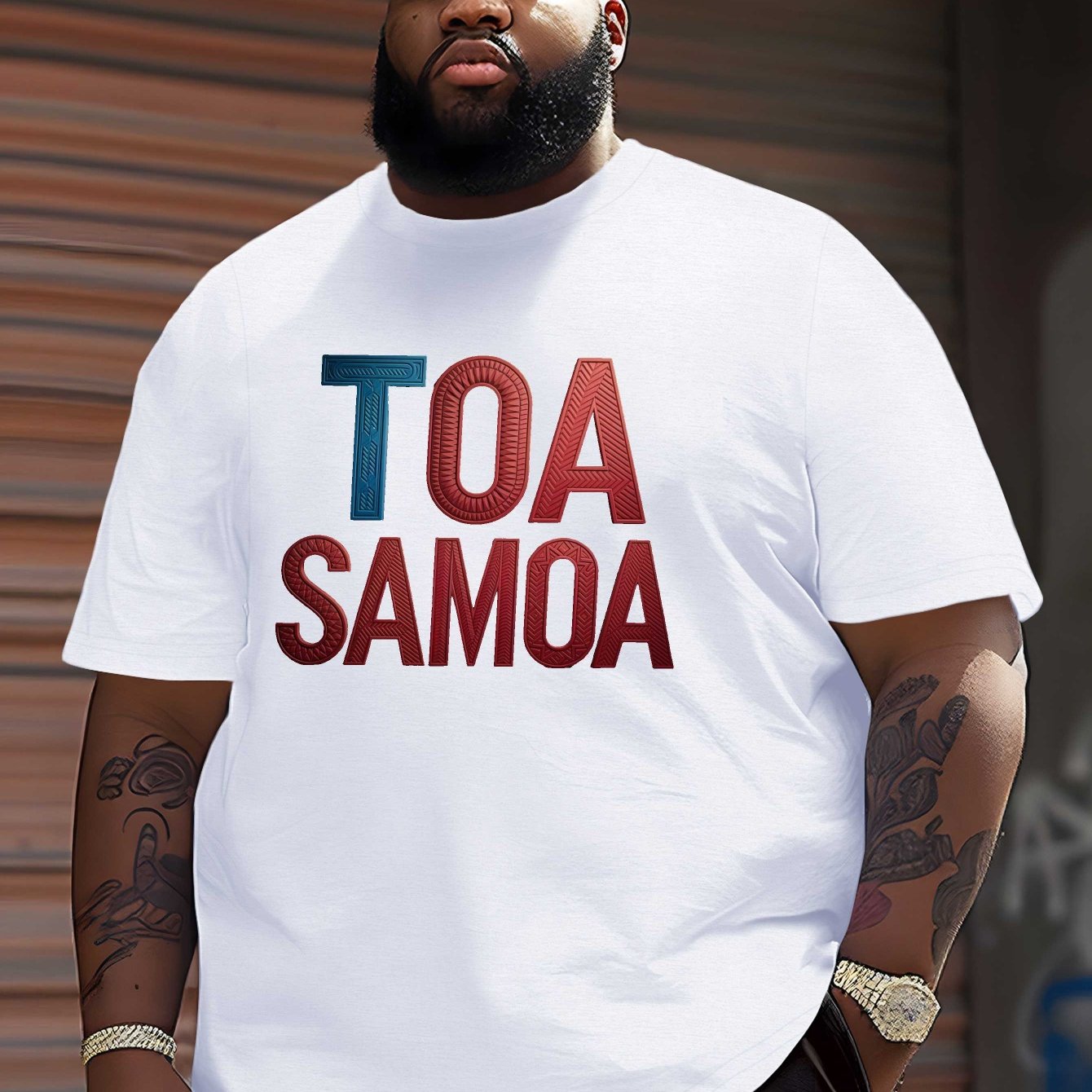 TEMU Men's Plus Size T-shirt Featuring Crinkle Of The Polynesian Tribe Toa Samoa