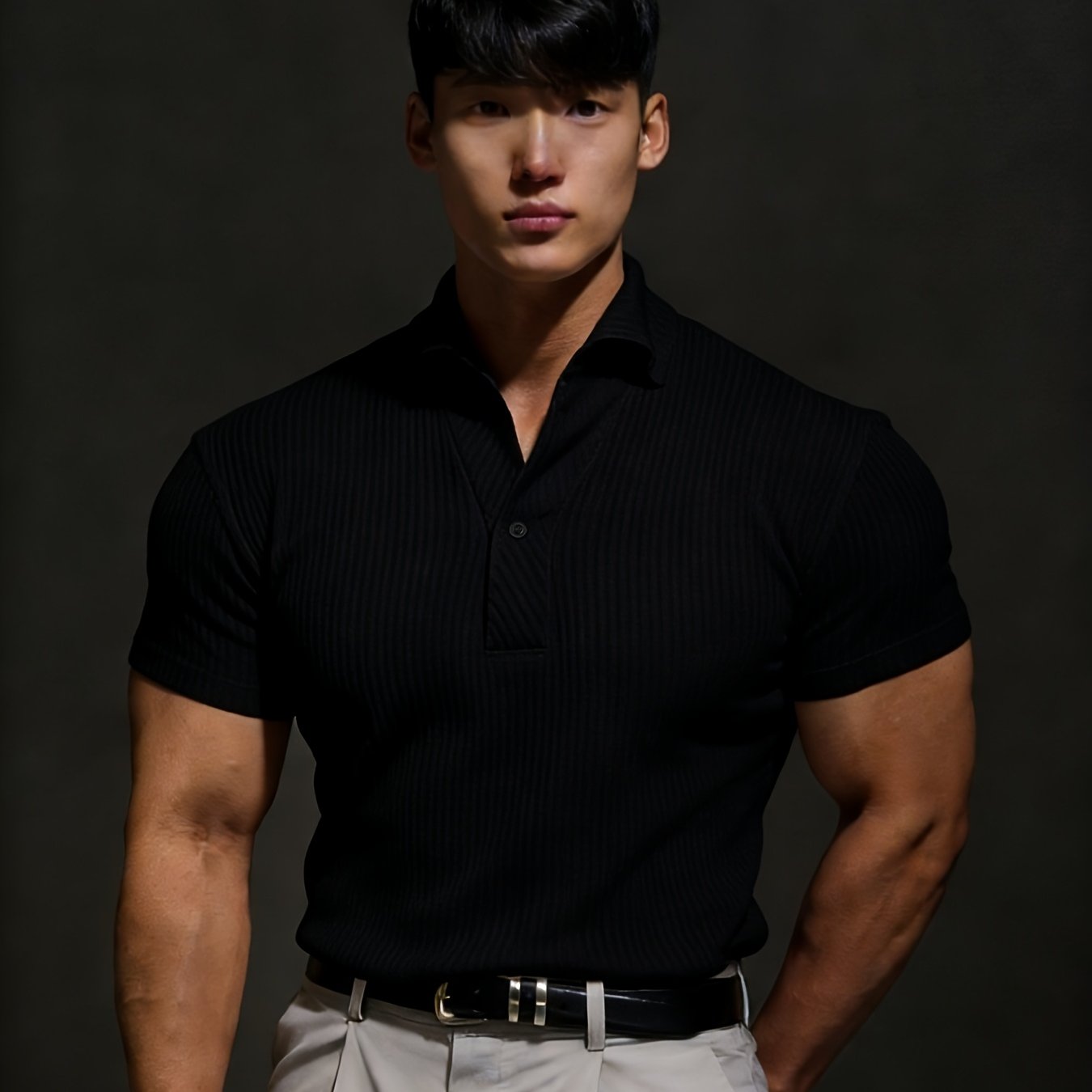 TEMU 남성용 골지 칼라 폴로 셔츠, 헬스 땀 흡수 통기성 반팔, 패션 캐주얼 통근 다용도