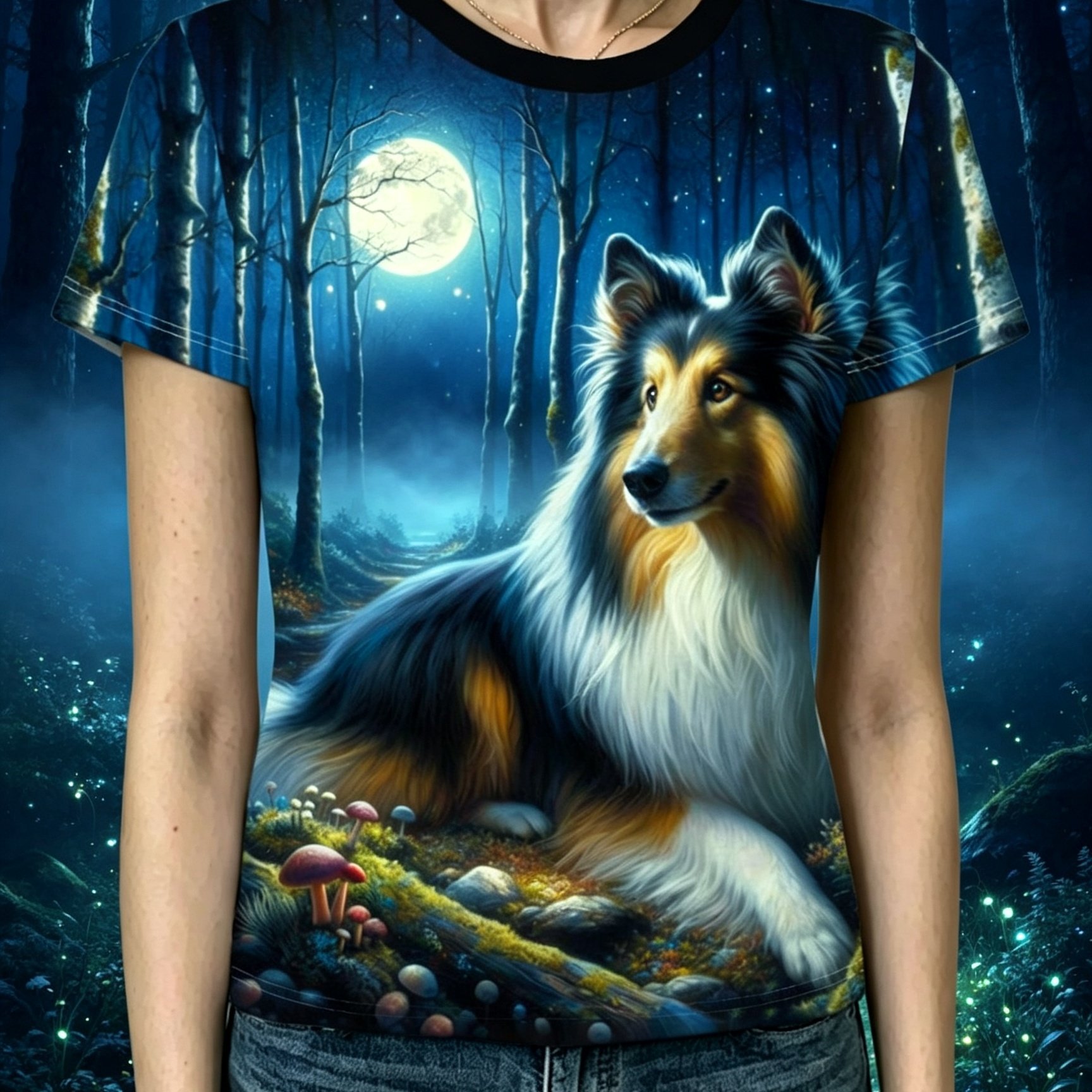 TEMU Women's Short Sleeve T-shirt, Shepherd Dog Pattern Round Neck Casual Top, Summer New Style, Sweet Style, Comfortable All-match Daily Wear