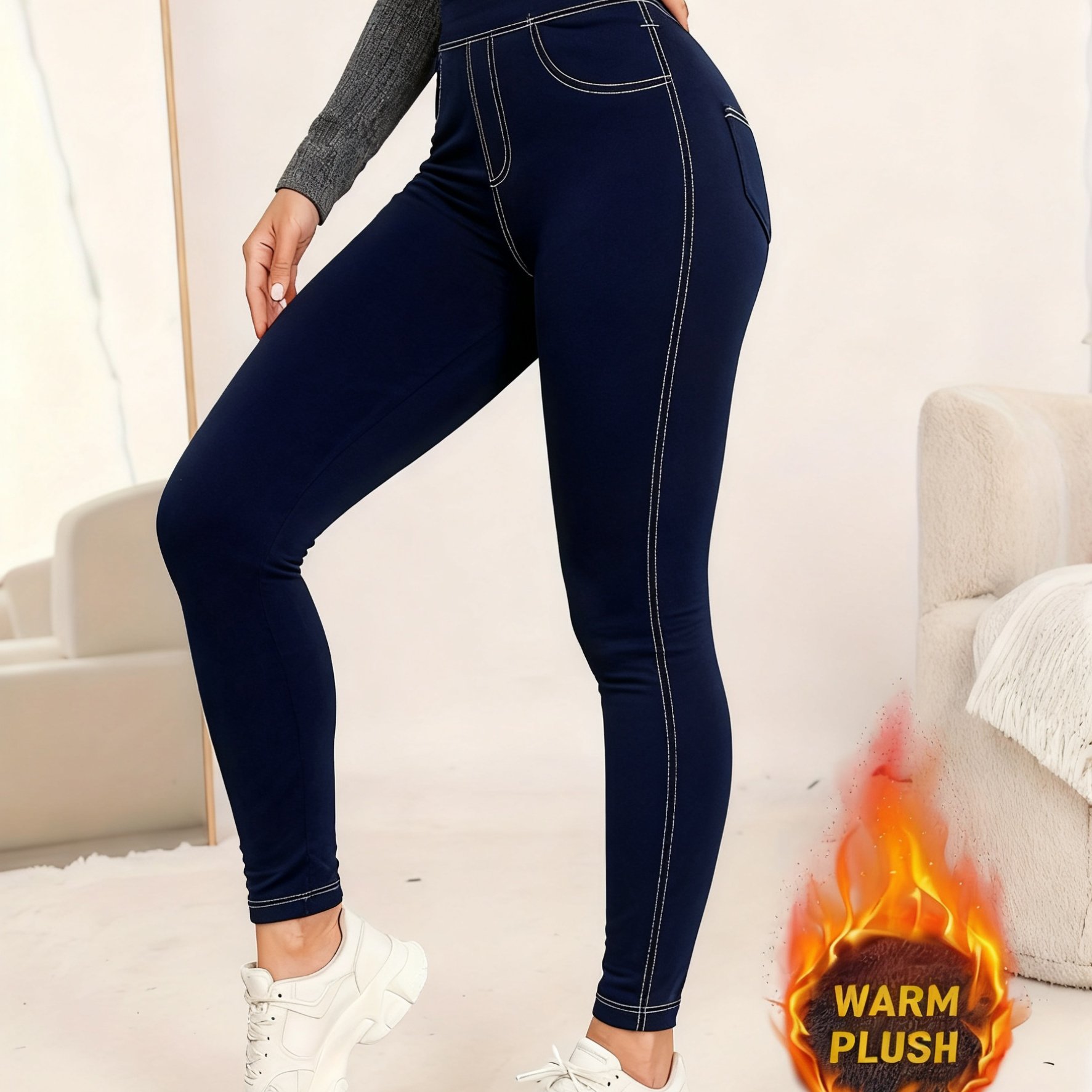 TEMU New Autumn And Winter Warm Long Pants Women's Athletic Pants