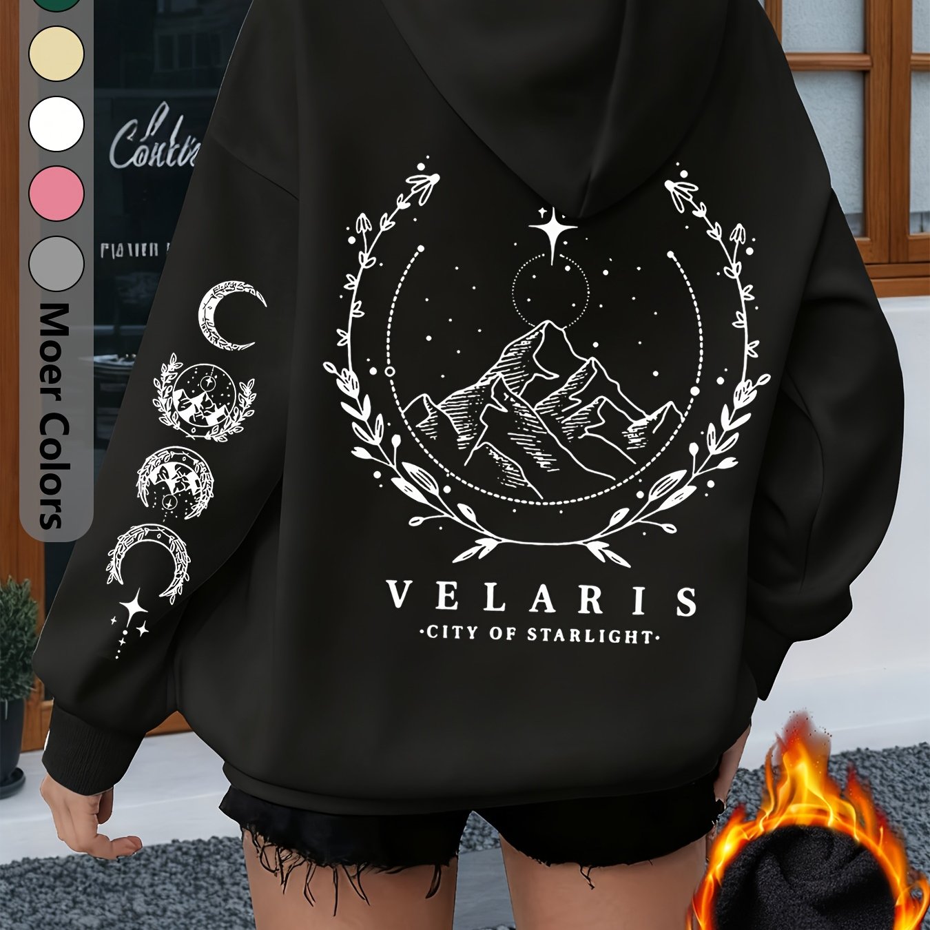 TEMU Starlight City Women's Sweatshirt | Oversized Loose Fit | -lined Warm Hoodie | "thorns And Roses" Merchandise