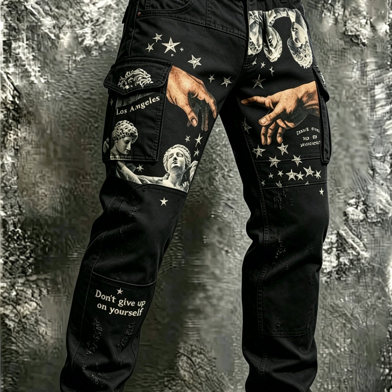 Image of Men's Vintage Street Style Printed Cargo Pants Casual Daily Streetwear Bottoms