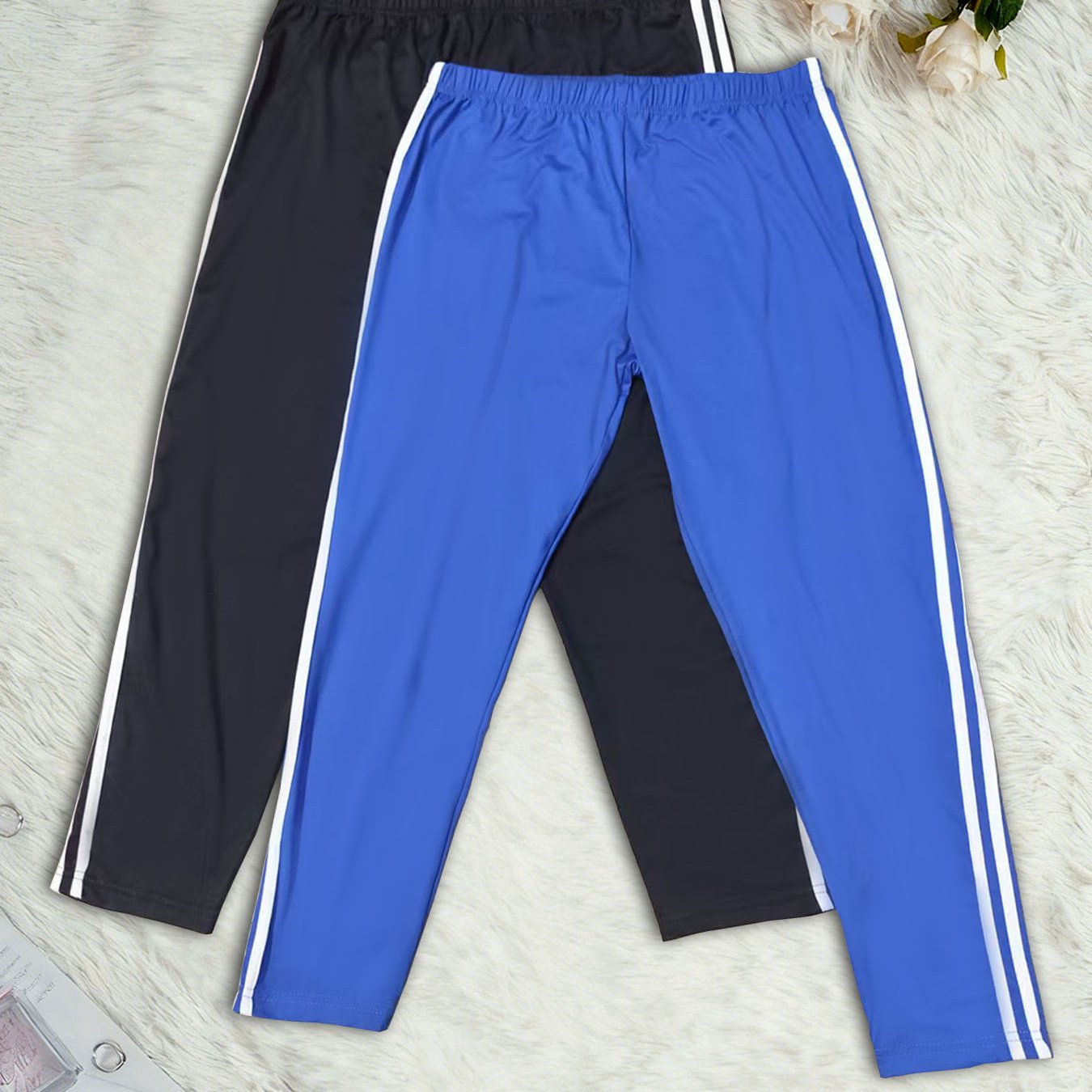E-shop Dieses 2-teilige Set umfasst Damen-Langhosen in großen Größen mit Seitestreifen, der einen einfachen, eleganten und modischen Stil bietet, der