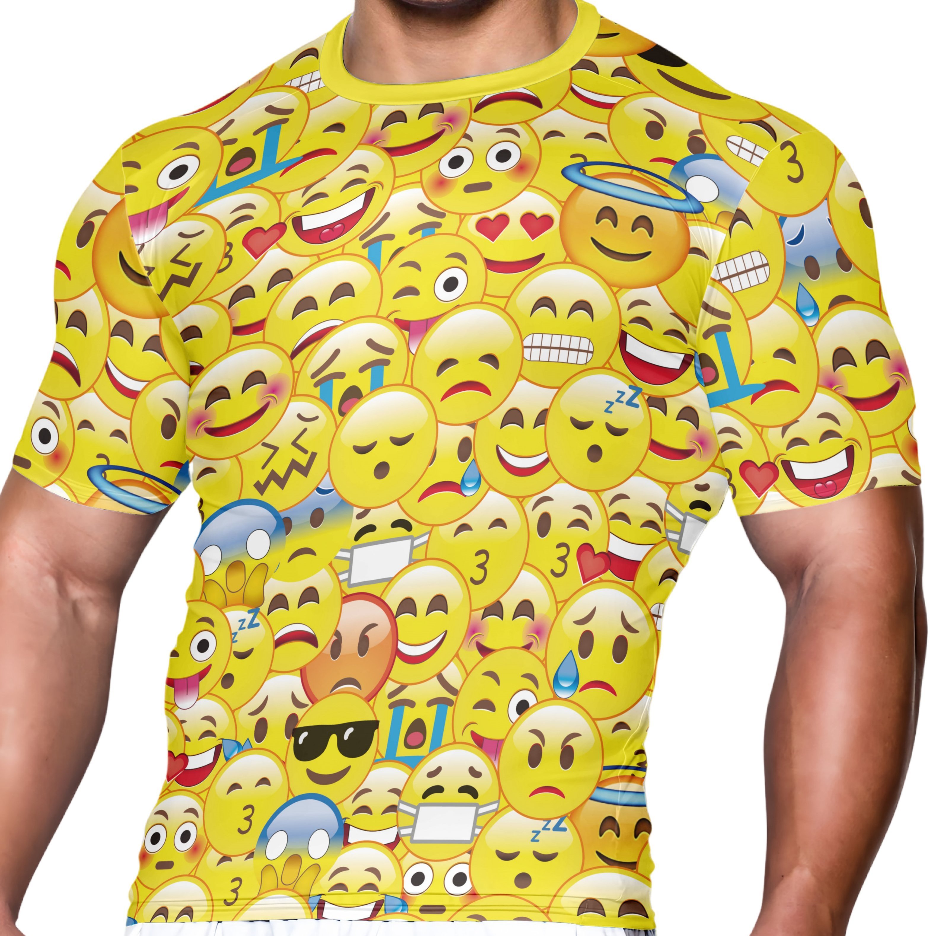 TEMU Men's 3d Printed Compression Top, Made From 100% Polyester, Short Sleeve Crew Neck Rashguard, Featuring High Stretch Knit Material, Quick Drying
