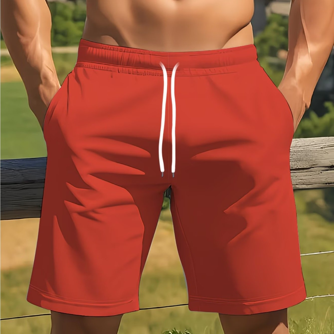 TEMU Men's Solid Color Shorts Suitable For Beach, Swimming & Outdoor - Athletic Swim Shorts, Machine Washable Regular Fit For Surfing,, Summer Sports