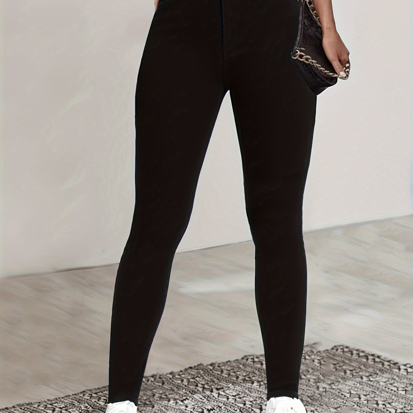 Image of Chic High Waist Denim Leggings, Elasticity And Slim Fit Pants, Versatile Leggings, Machine Washable And , Perfect For Daily Wear, Women's Pants And Clothingdenim