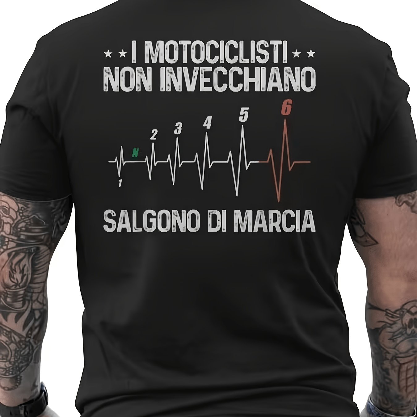 TEMU T-shirt da con di moto - Design in stile motociclista , con lo slogan "Non , solo diventato pi羅 veloce" e a linea di cardiaco. T-shirt casual a