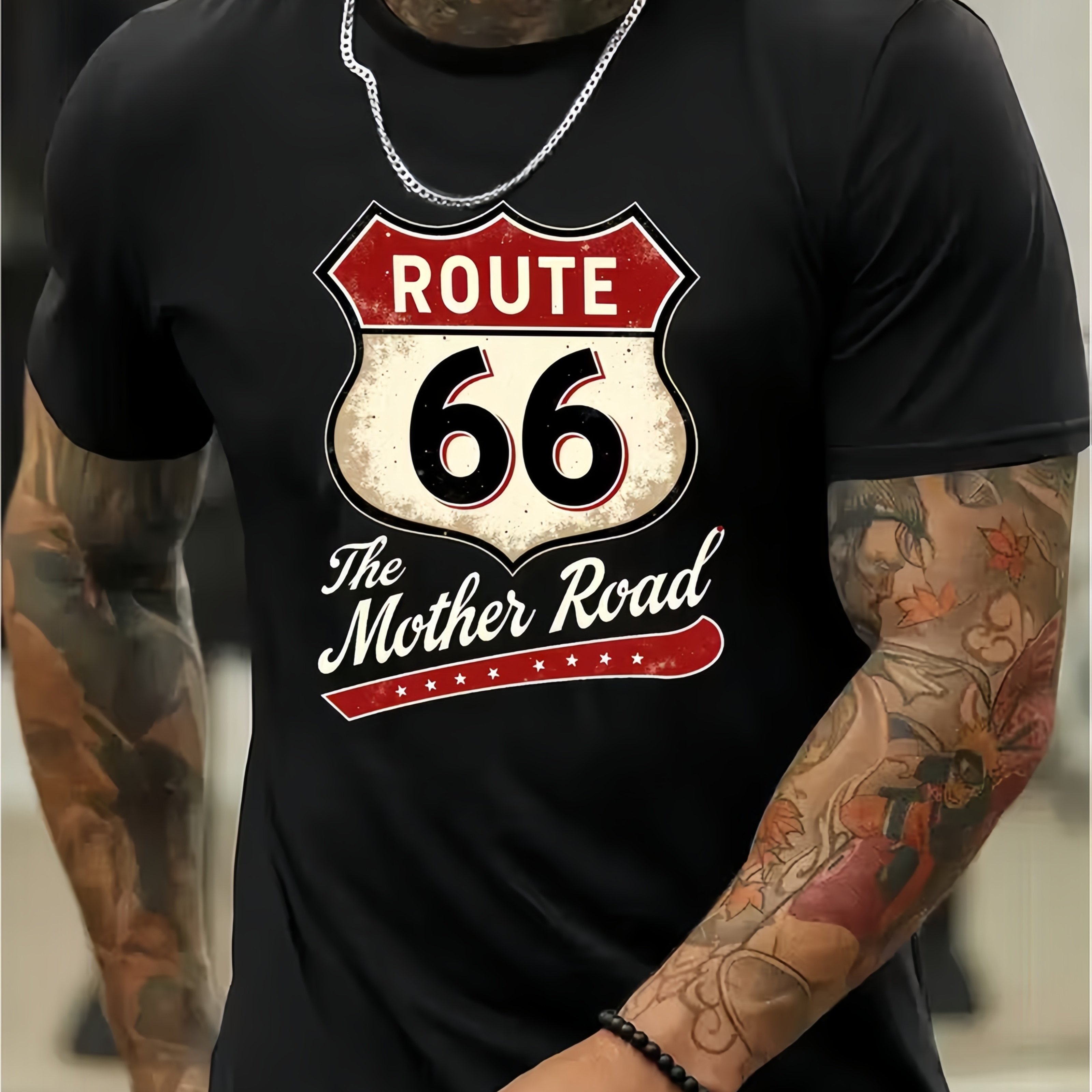 TEMU Men's Summer Sports T-shirt, Slightly Stretch Knit Fabric, Printed T-shirt, Regular Fit, Stretch Apparel, Patterned T-shirt, , Summer T-shirt