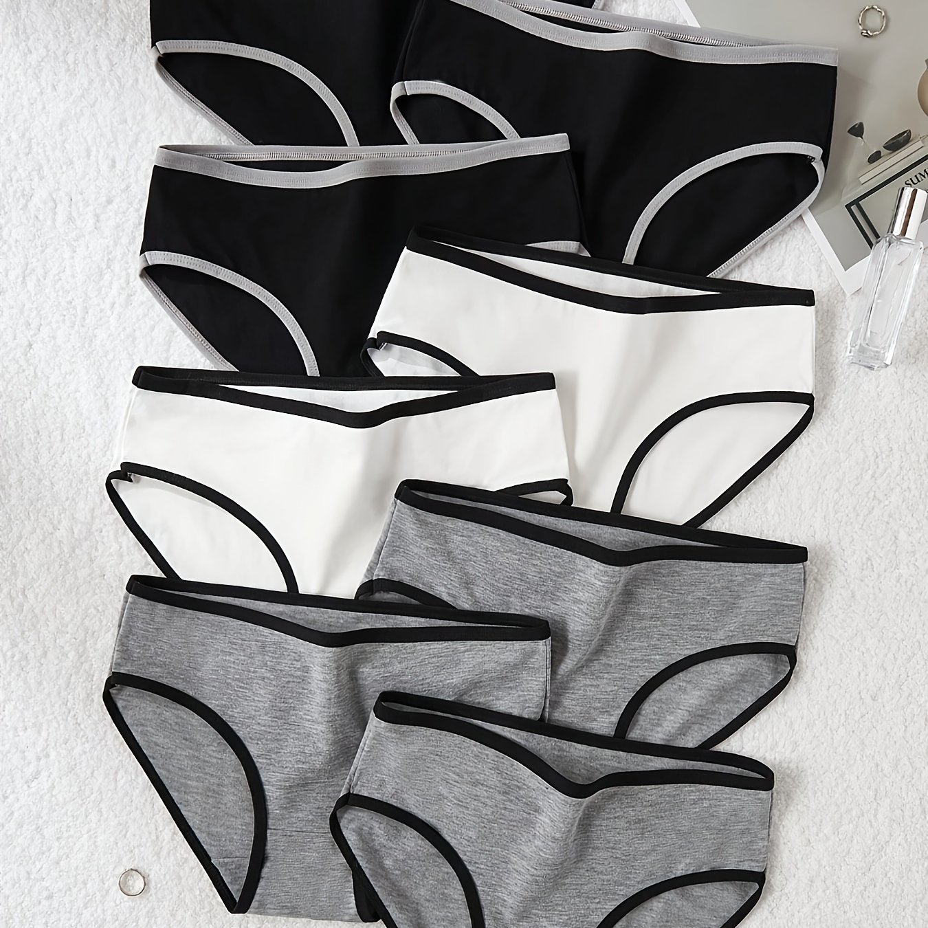 8pcs Solid Color Briefs
