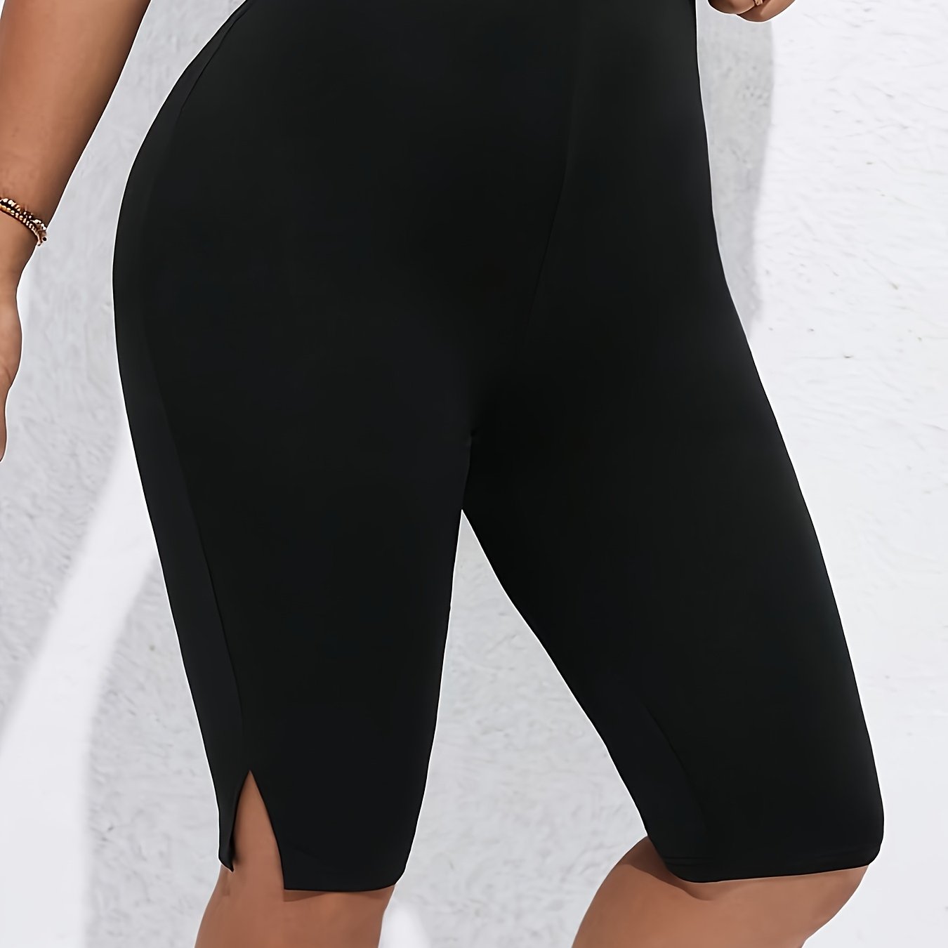 E-shop Einfarbige Stretchhose mit Schlitz, Damen Frühlings, Sommer- und Herbstbekleidung. Lässiger -Stil, maschinenwaschbar, Geschenkidee