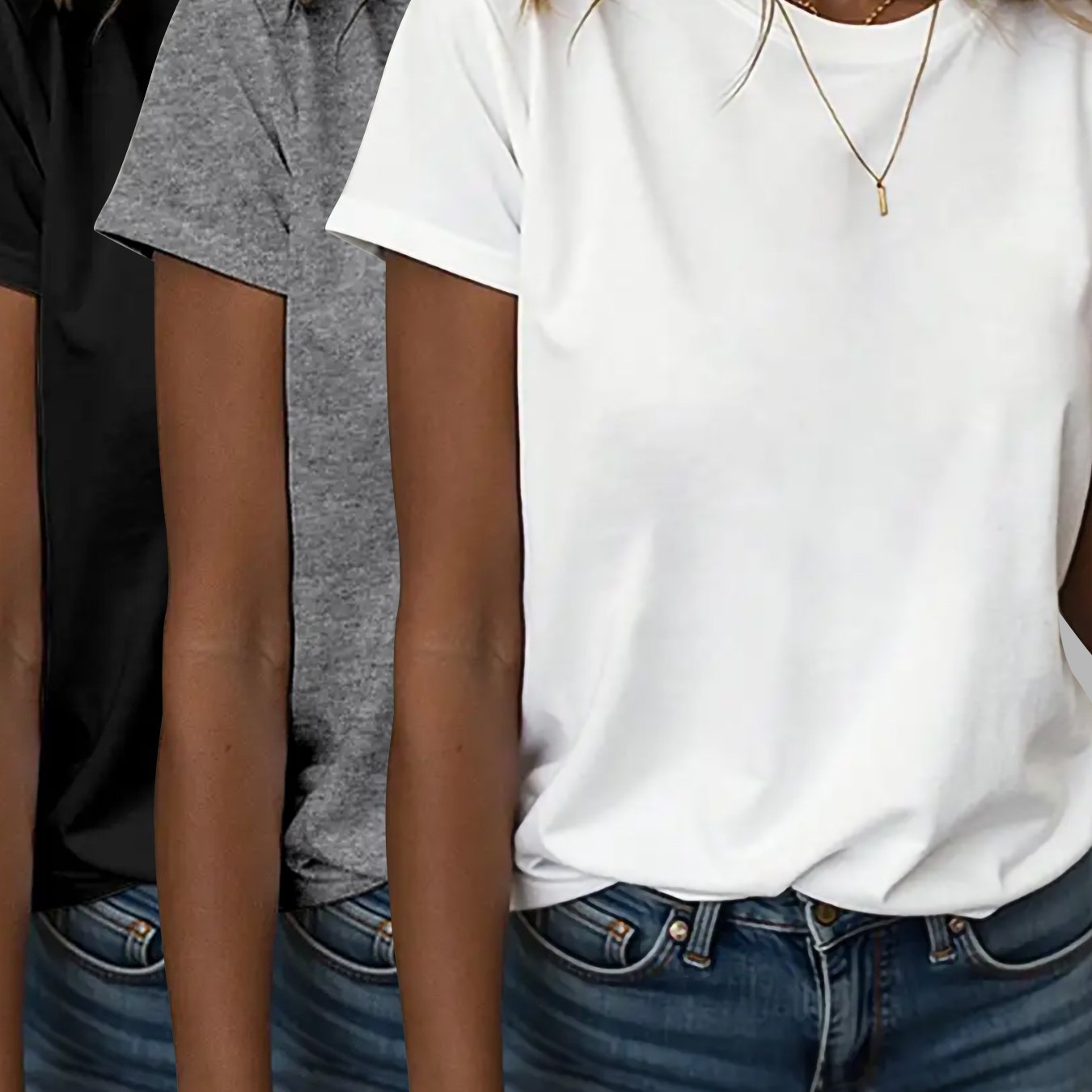 TEMU Mode Dames Korte Mouw T-Shirt Set van 3 Stuks
