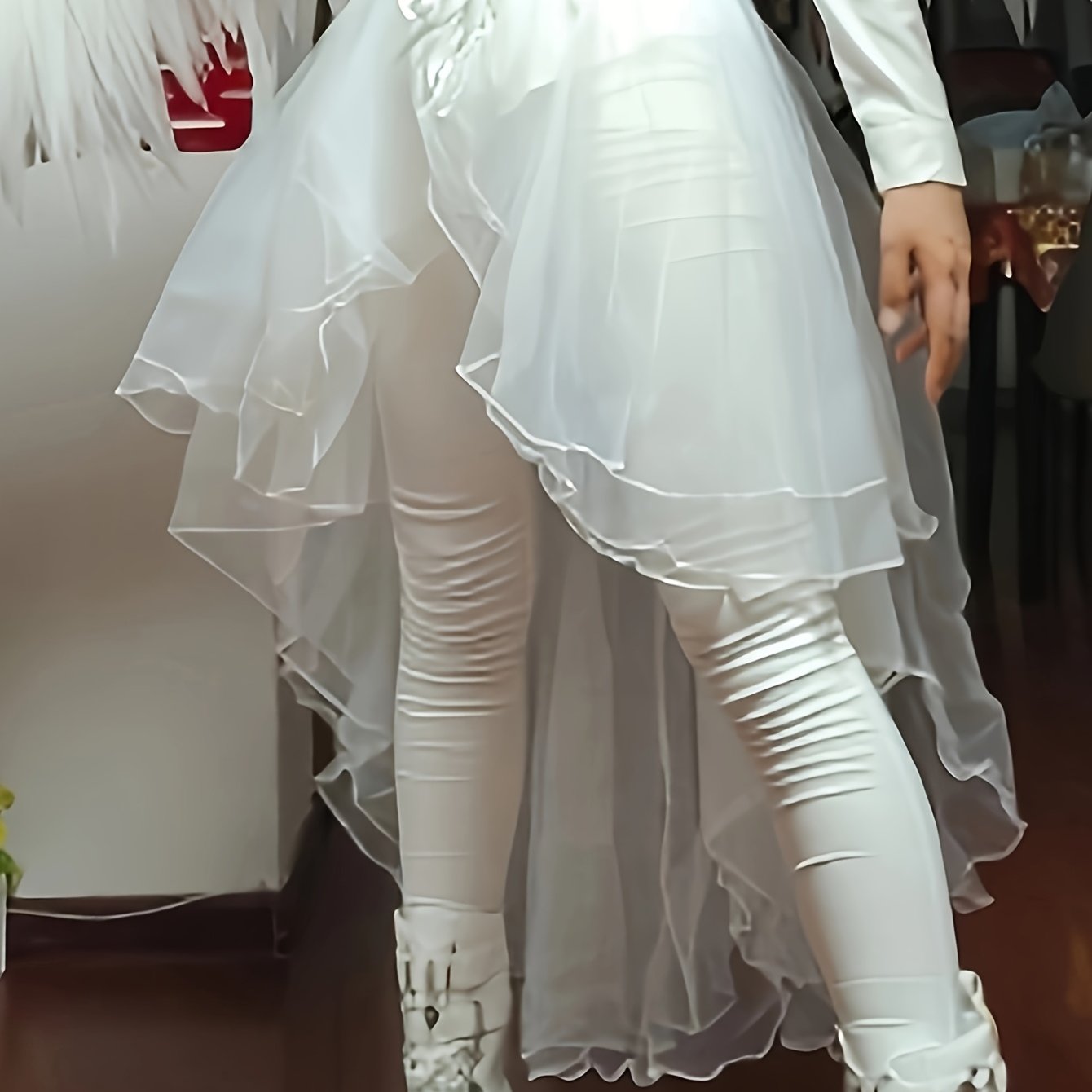 E-shop Glasstruktur Langrock Party-Outfit Einteiliges Schürzen-Ballettkleid mit Tüll und Zopf für Cosplay in Midi-Länge