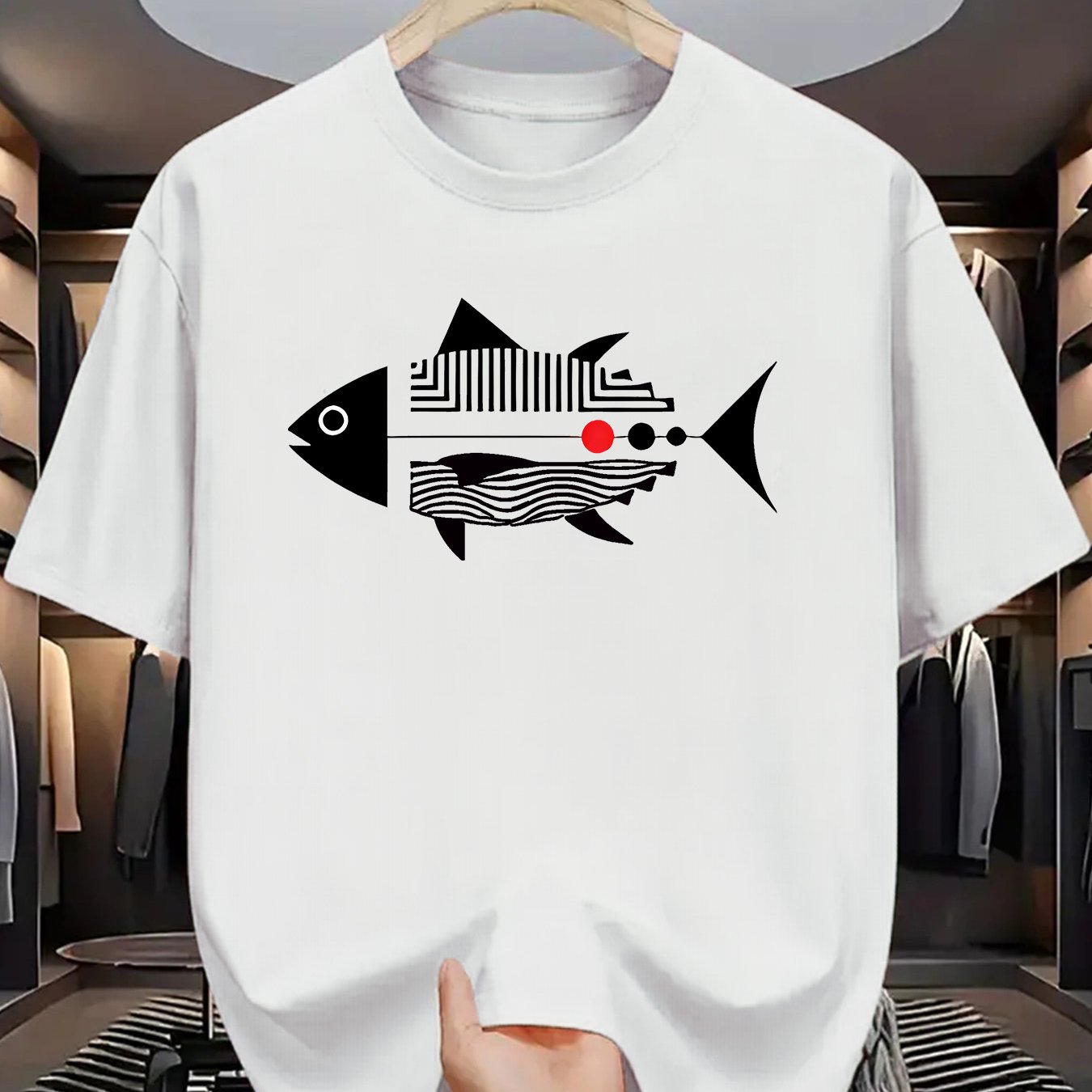 TEMU Trendy Printed T-shirts For Men, Regular Standard Fit Comfortable Short Sleeve Casual Tee, Versatile Outfit Top