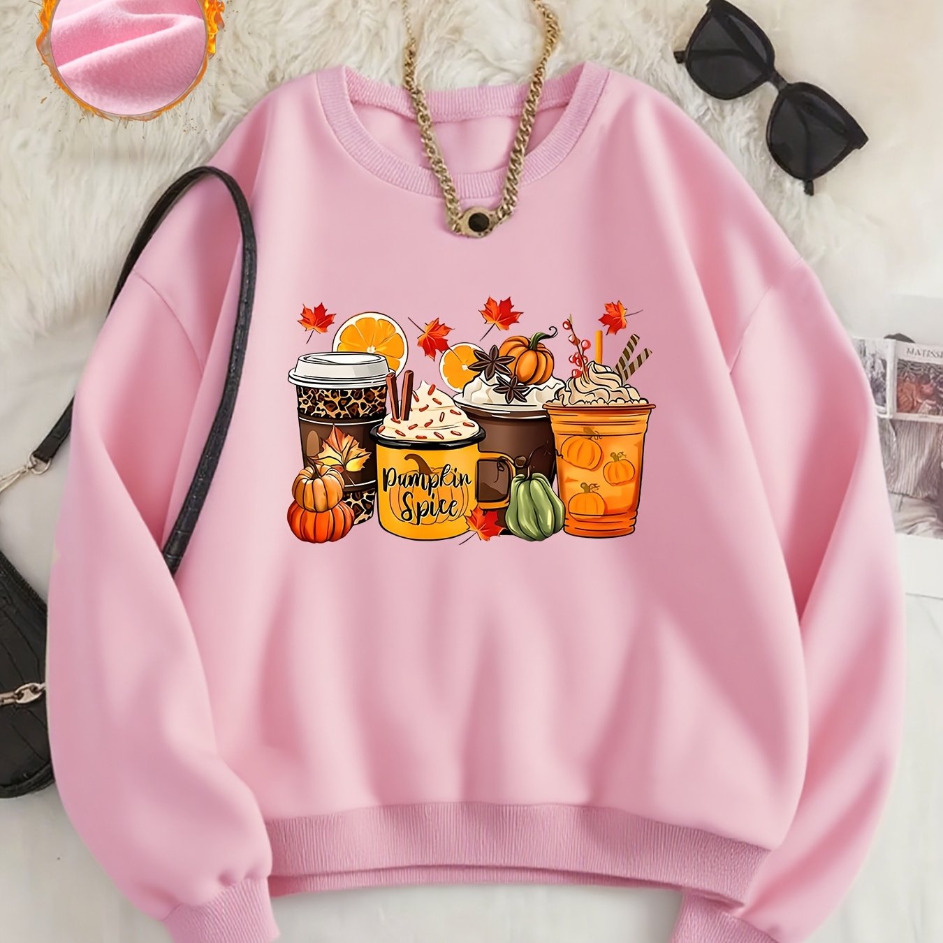 TEMU Pattern-printed Sweatshirts, Autumn And Neck Casual Sweatshirts, Women's Clothing.