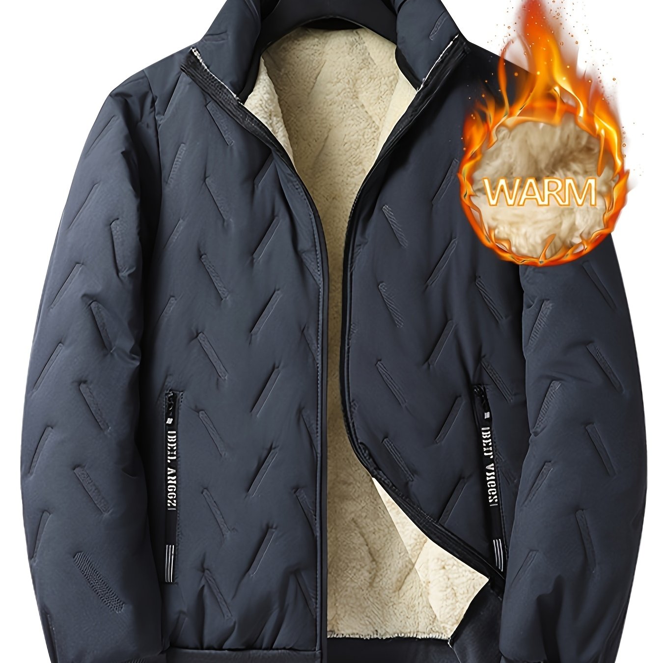 TEMU Men's Lamb Fleece Coat Autumn Winter Fleece Thick Warm Clothing Casual Sports All-match Stand Collar Jacket