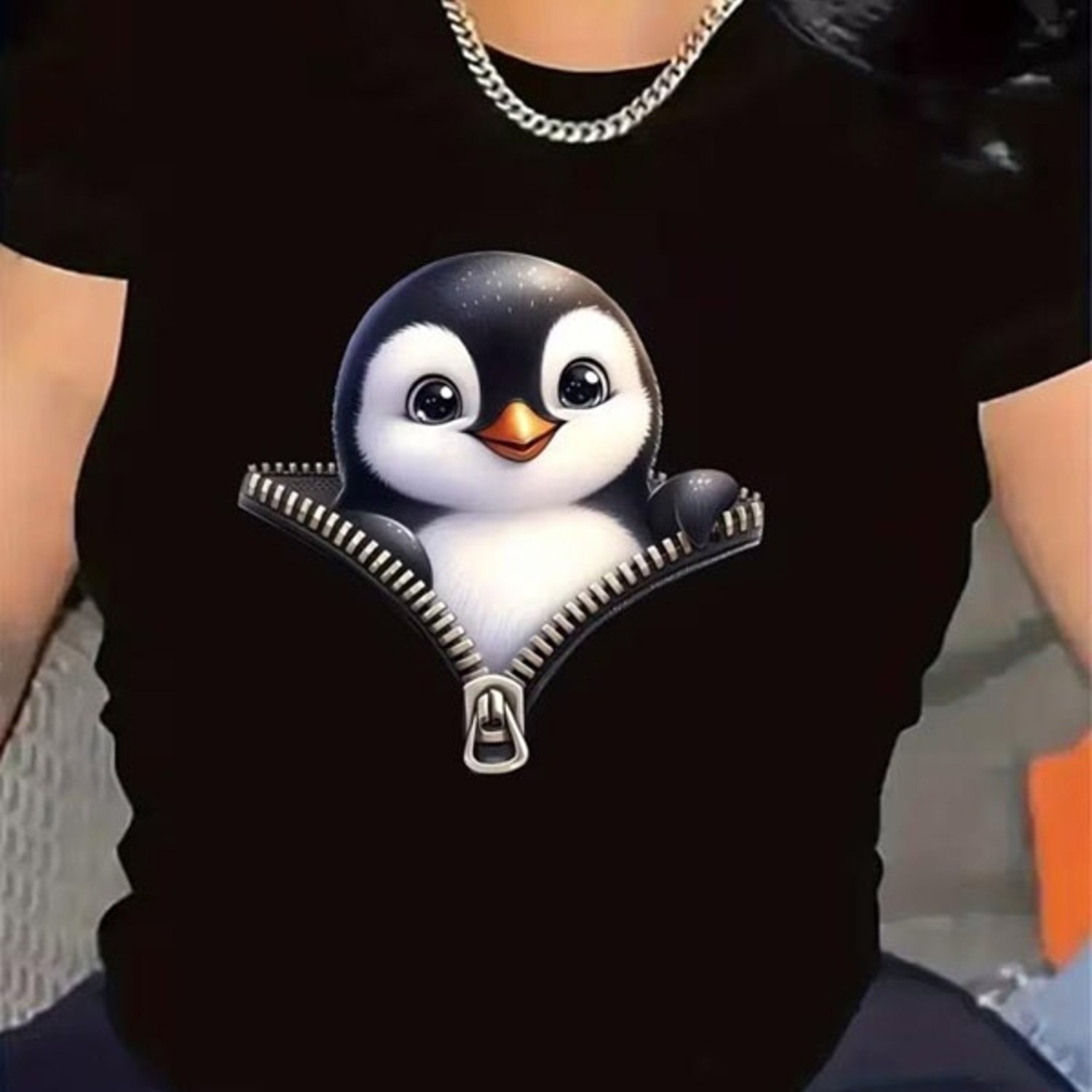 TEMU Cute Penguin Design Printed T-shirt, Short-sleeved Casual Top, In Sizes. An For Trips And Everyday Casual Wear, As Well As A Festive Gift For