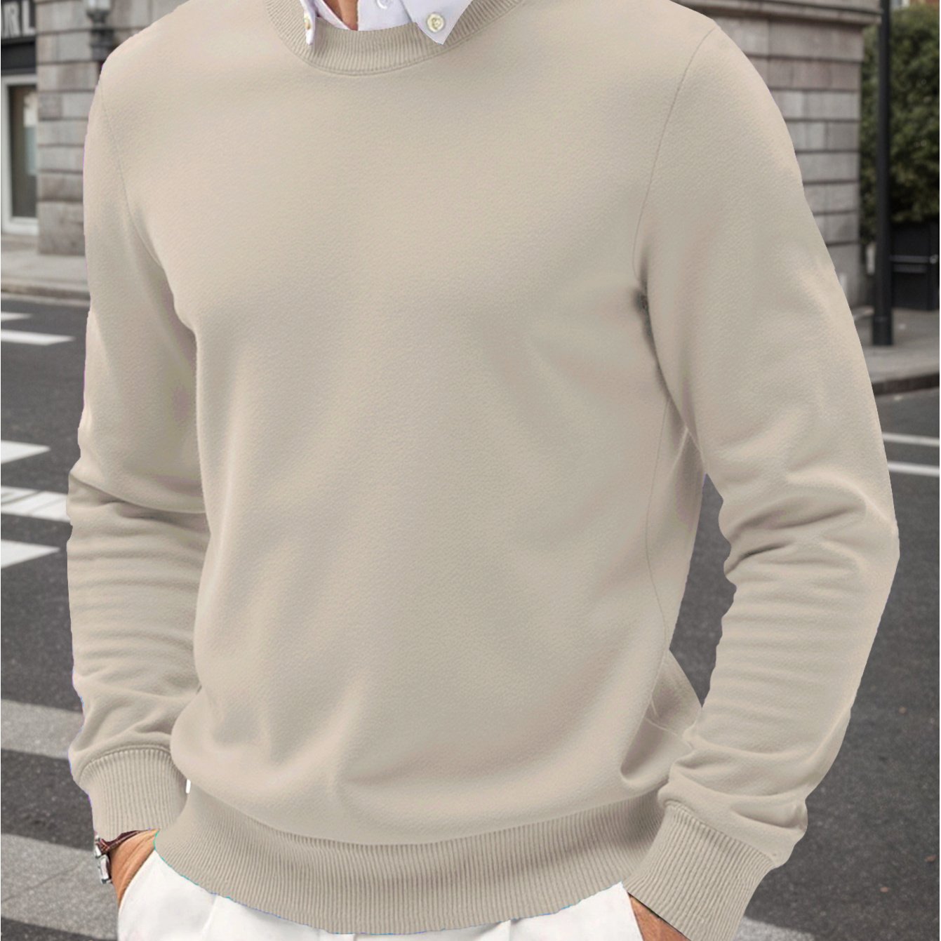 TEMU Men' Round Neck Warm Knit Sweater, Casual Outing Versatile Comfortable Pullover, Plus Size