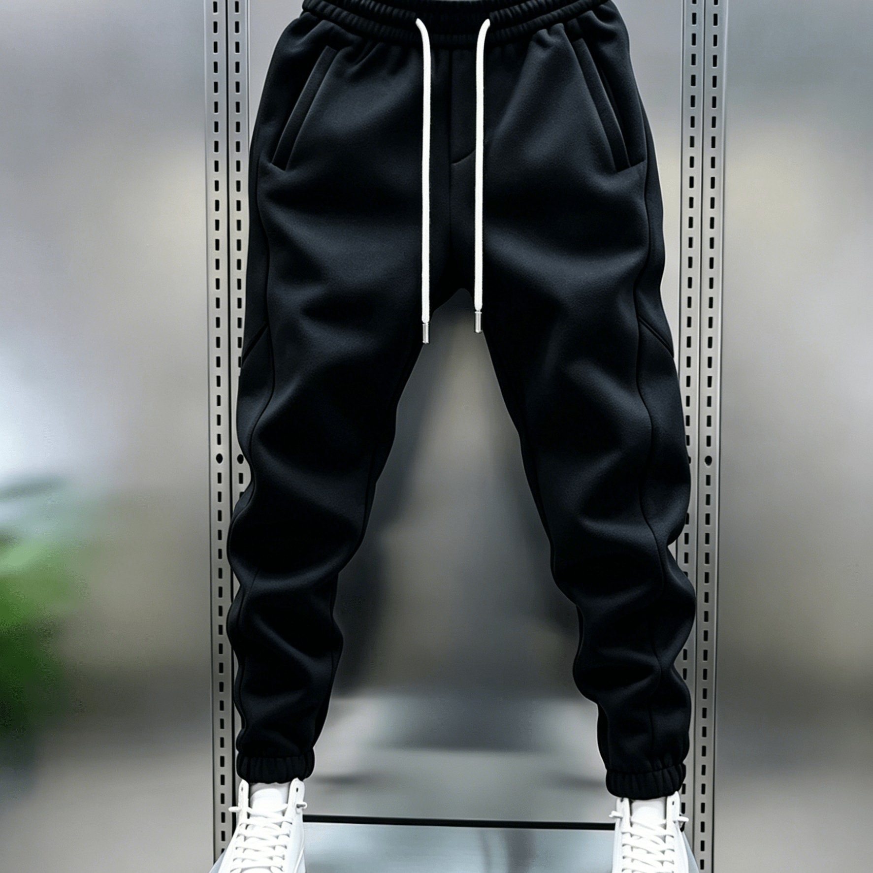 TEMU Men's Casual Jogger Pants With Elastic Waistband, Solid Color Sweatpants, Versatile For Spring, Autumn, And Winter, Single Pc