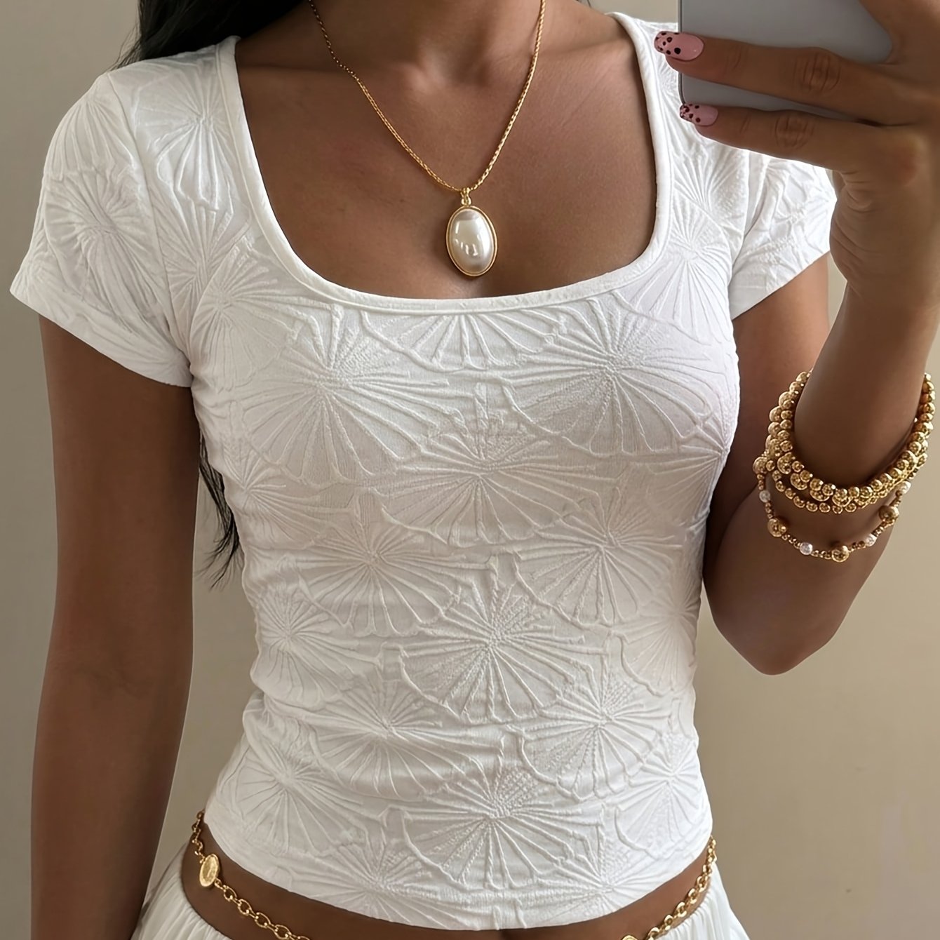 TEMU Women's Summer Casual Square Neck Short Sleeve Tank Top