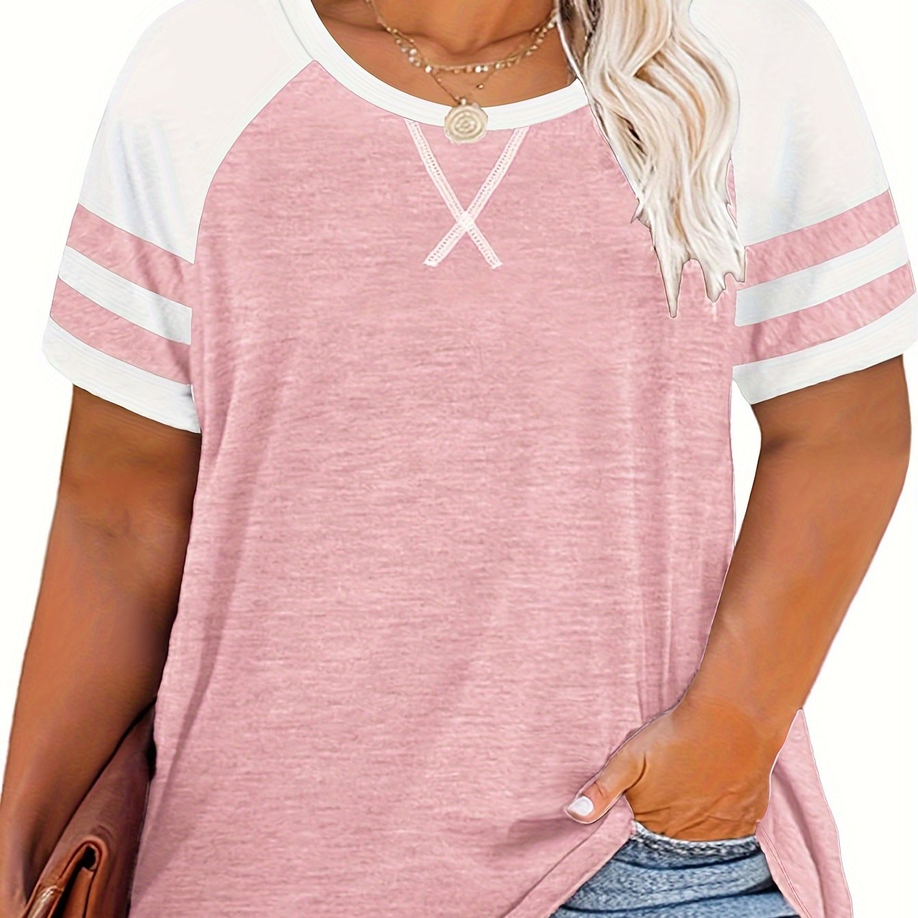 E-shop Plus Size - Plus Size - Plus Size T-Shirt Oberteile für Damen Rundhals Freizeitshirt Damenmode Sommer Ärmellose T-Shirts
