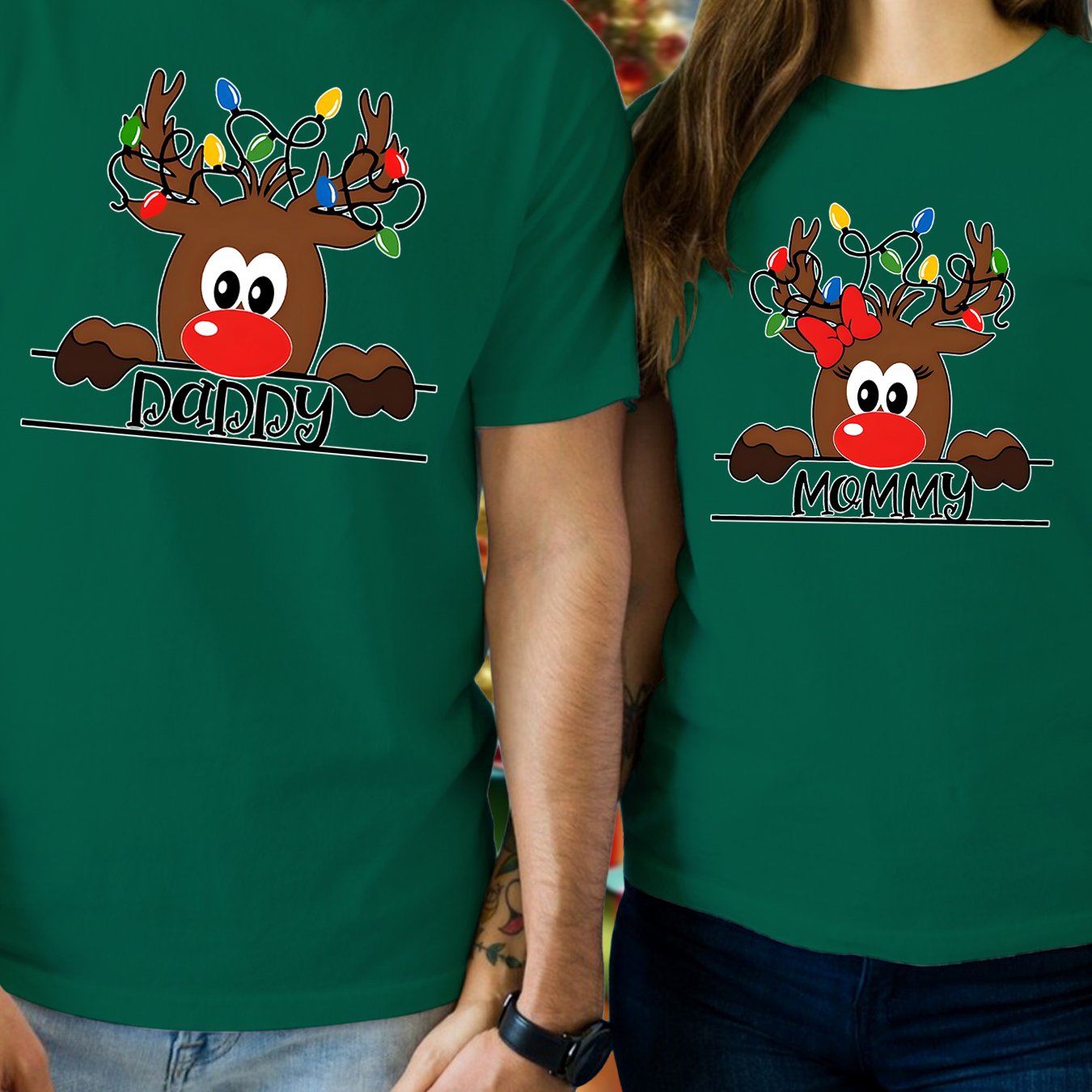 TEMU Couple's Christmas Print Neck Short Sleeve T-shirt, Casual And Comfortable For Casual Attire