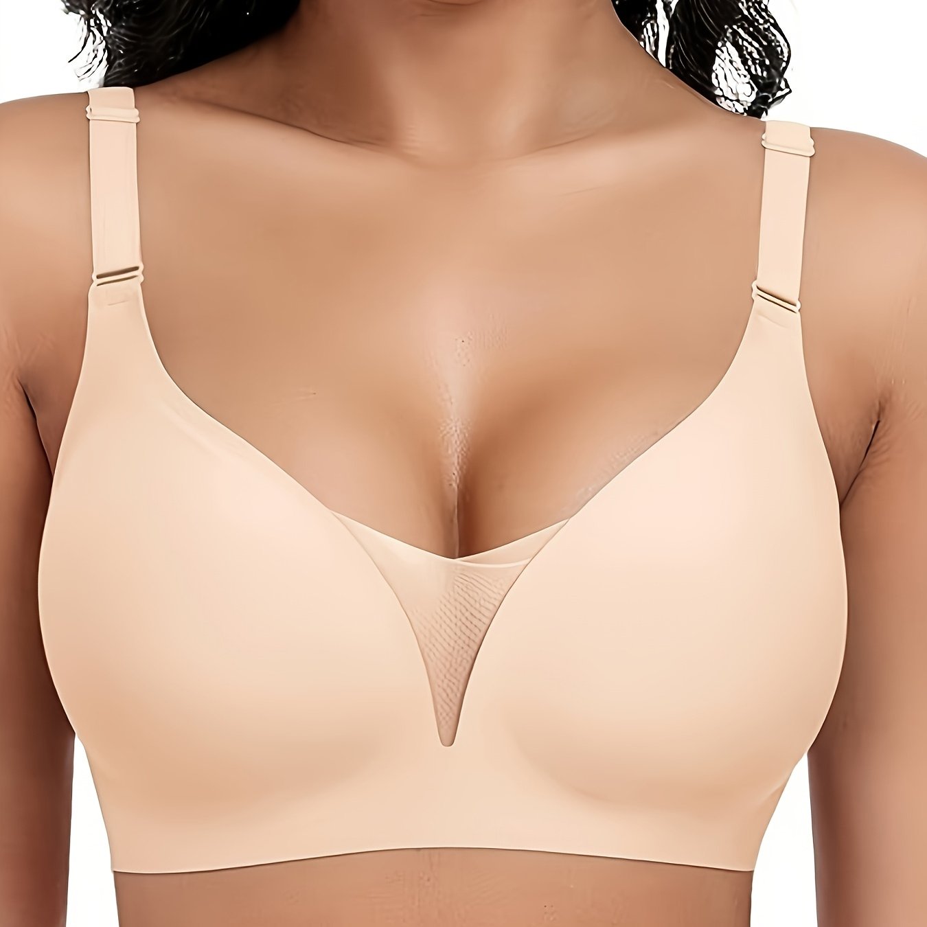 Image of Seamless, Solid Color, Wire-free Sports Bra Designed For And Support, Featuring Lace And Mesh For A Smooth End