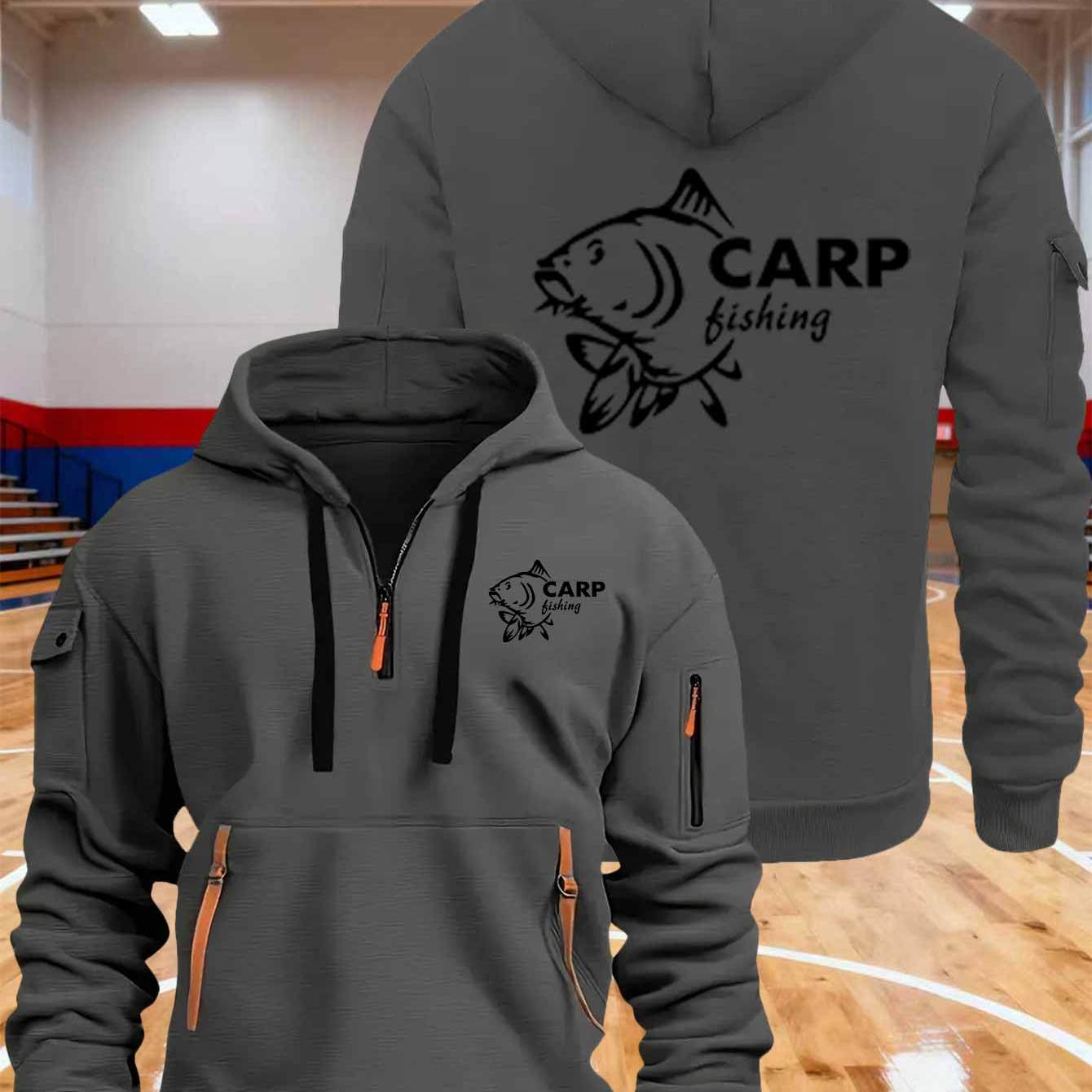 E-shop Herren Herbst Winter Zip Ribbon Hoodie Karpfenangeln Sport Top Locker Plus Size S-XXXL Outdoor Angler Mode Vielseitiges Langarm Sweatshirt