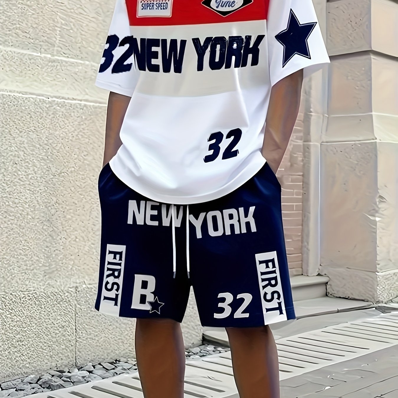 TEMU Plus Size Set[print Design- No Texture] Letter Print Short Sleeve T-shirt  Shorts Set, Fashion Streetwear, Suitable For Daily Wear, A Great Gift