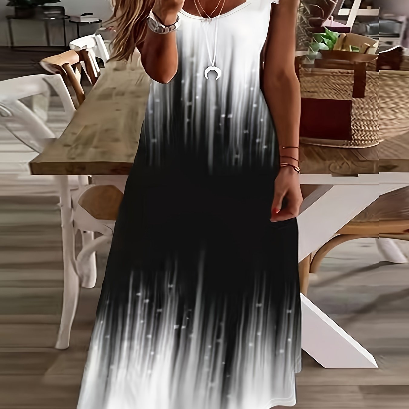 E-shop Damenkleid in Übergröße, modisches, schmal geschnittenes, bedrucktes Kleid im europäischen amerikanischen Stil, langes Kleid
