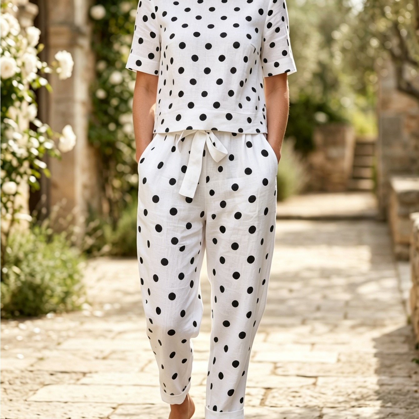 Two-piece Set Summer White Set For Women Short-sleeve Top And Casual Matching Pants Lazy Breathable Casual Set