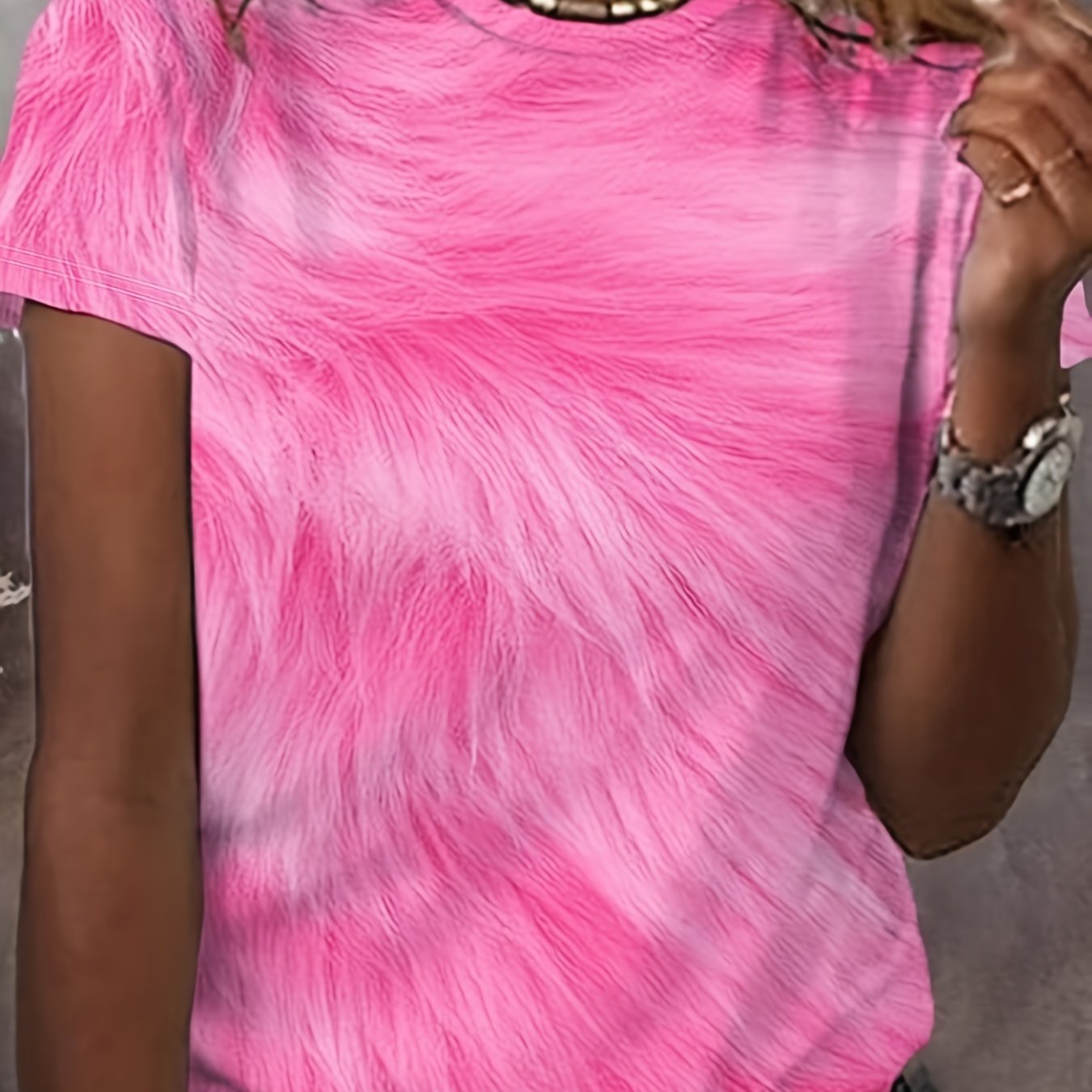 TEMU 2025 -border European And American Women's Round Neck Casual Loose Top Short Sleeve T-shirt