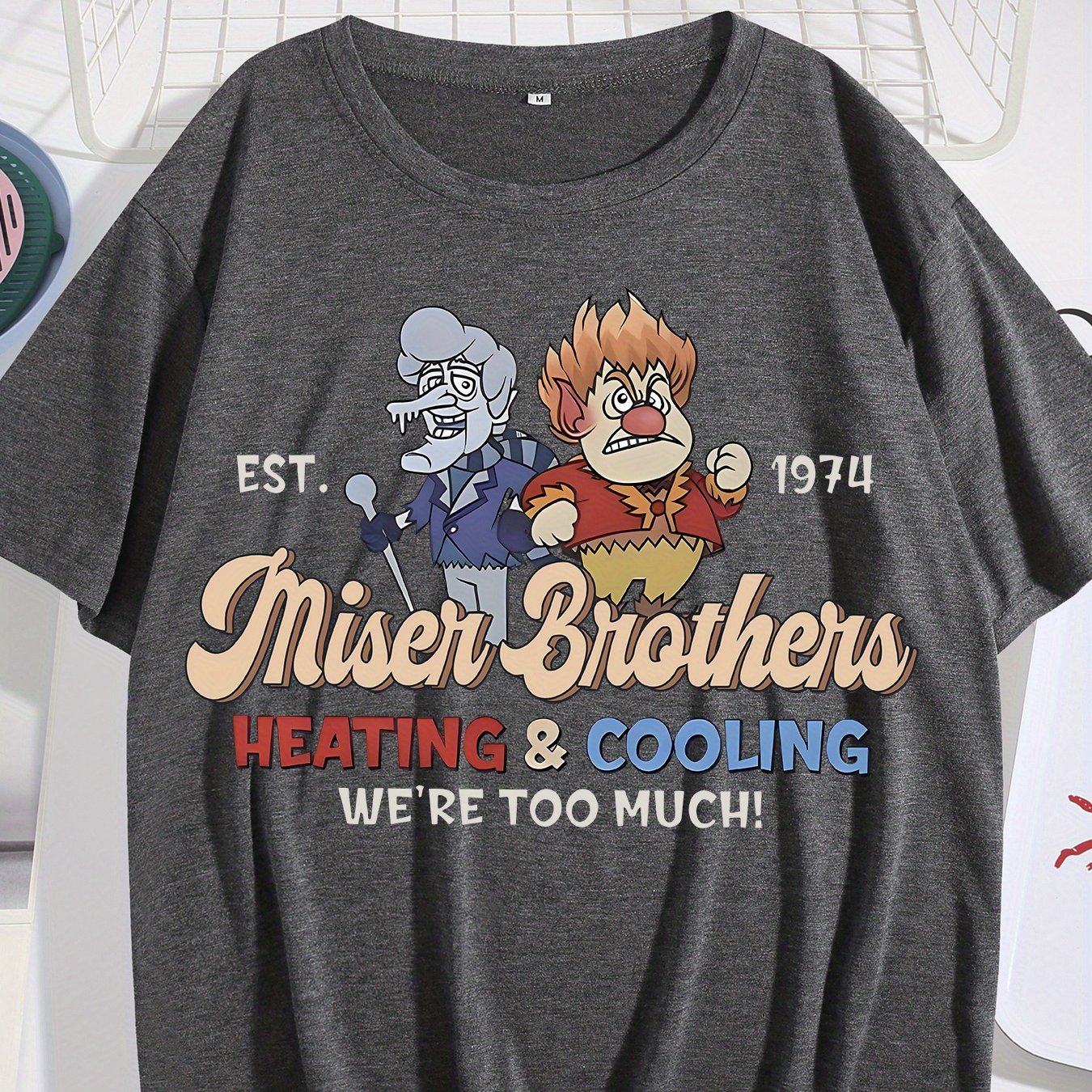 TEMU Plus Size, For Classic Animation With Our Brothers & Cooling Graphic T-shirt! This Tee Features A Vibrant Cartoon Design Of Brothers, Showcasing