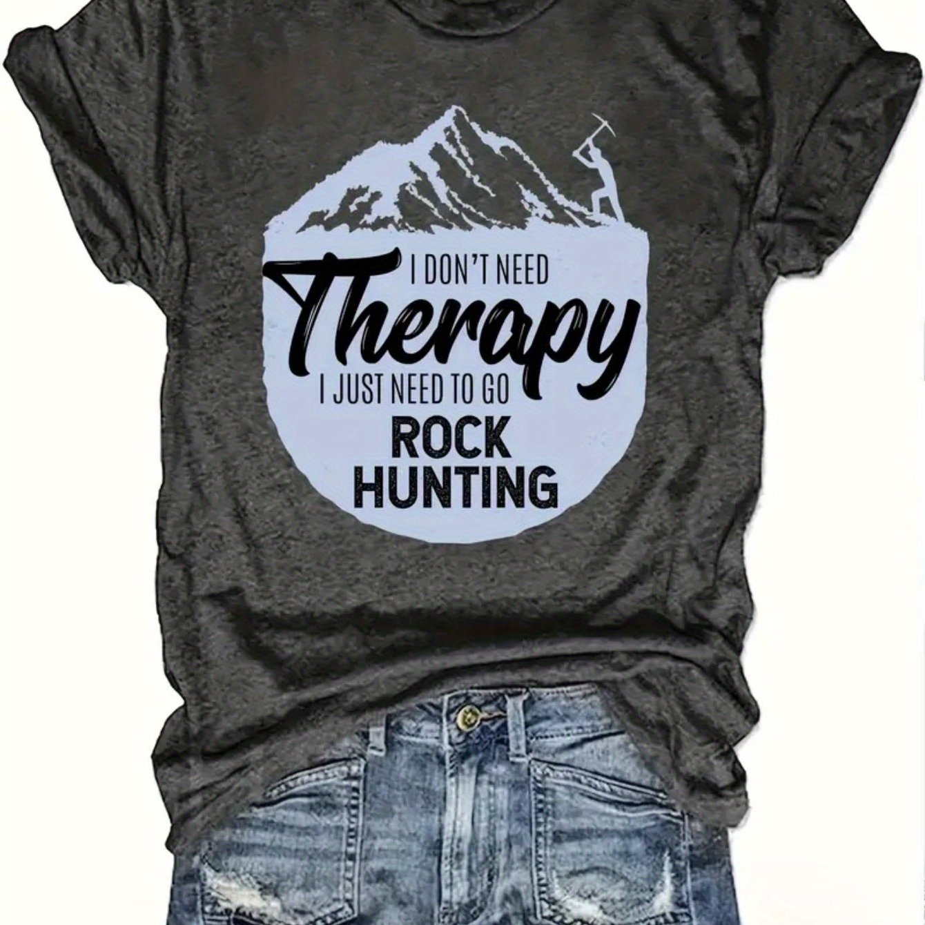 Crew Neck T-shirt - Fashionable Womens Graphic Fun Rock Hunting Quotes Print T-shirt - Casual Short Sleeve Crew Neck Top - Lightweight & Breathable For Wardrobe