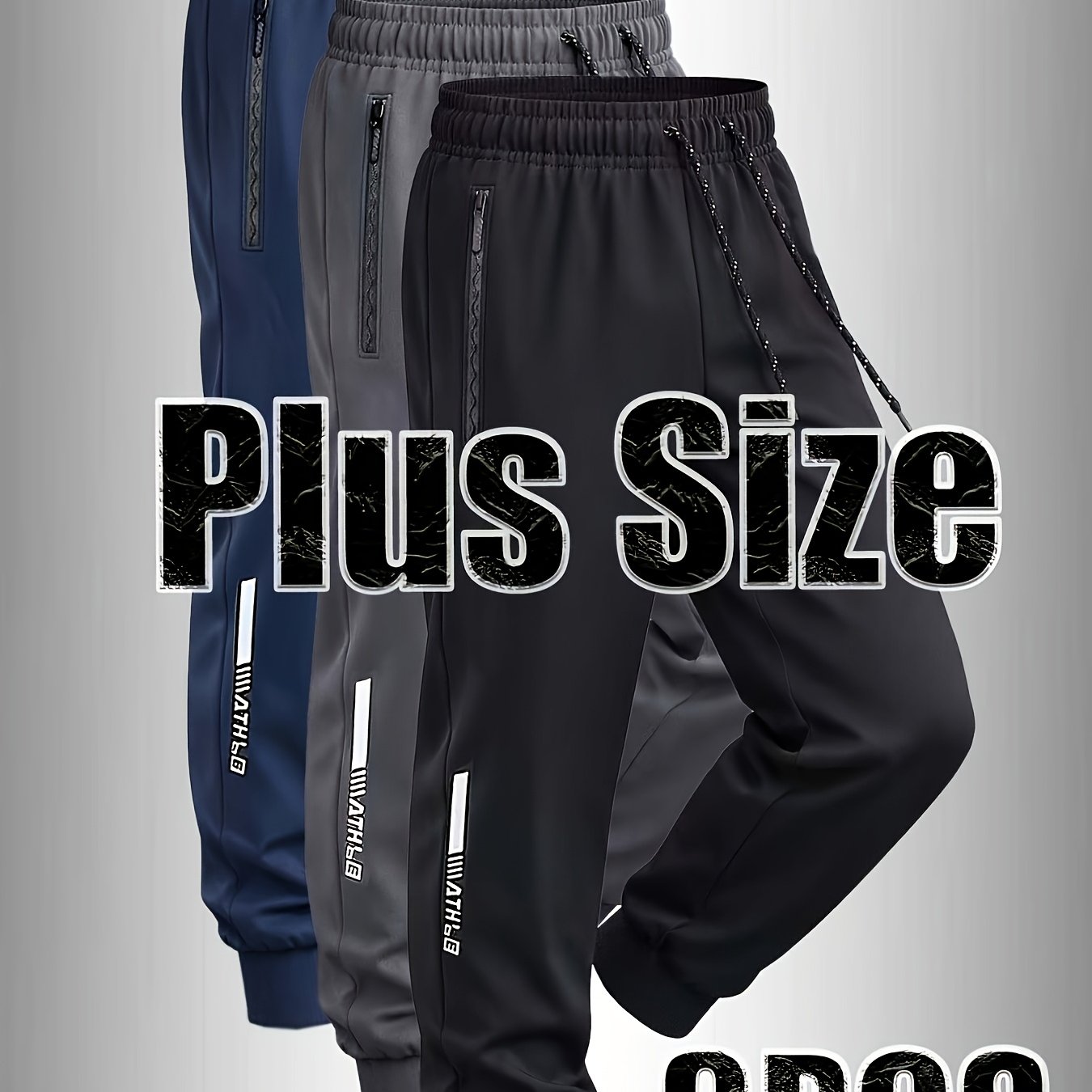 TEMU 3pcs Men's Casual Sports Jogging Long Pants In Large Size. The Waist And , Providing For With Big . Perfect For Casual Sports Activities And